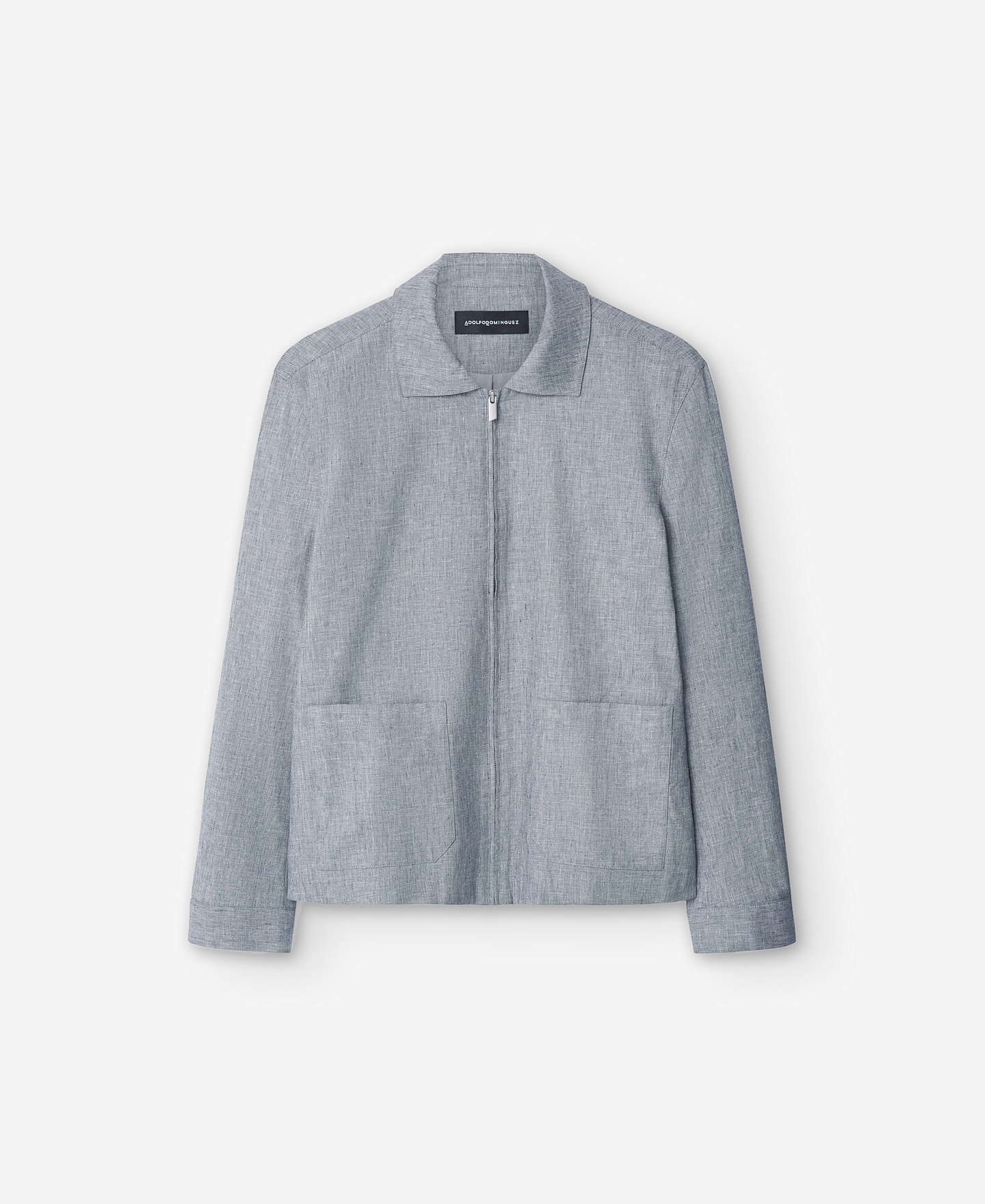 Chaqueta azul melange con cremallera image number 6