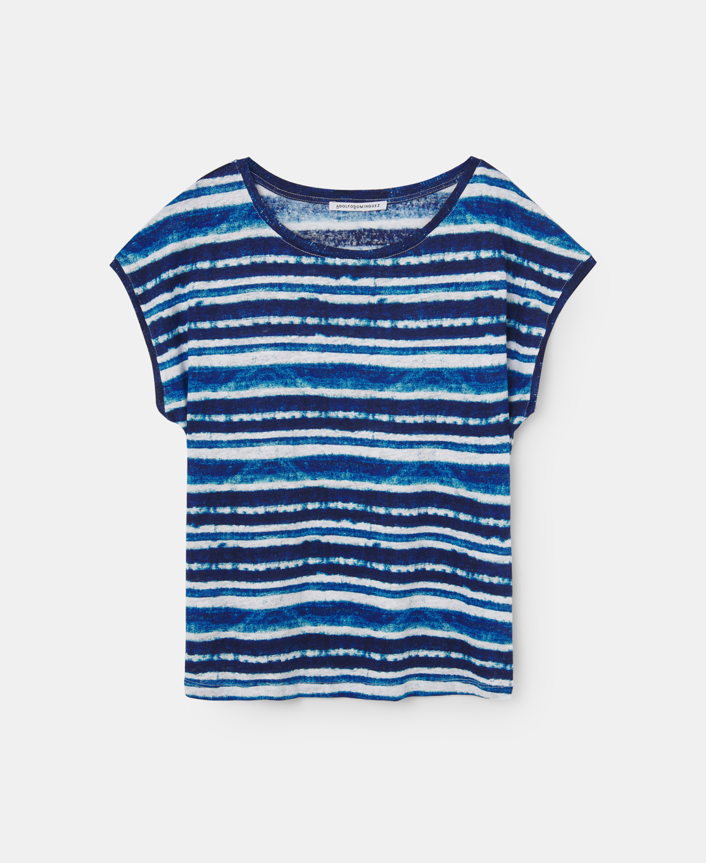 Camiseta rayas multicolor en lino image number 4