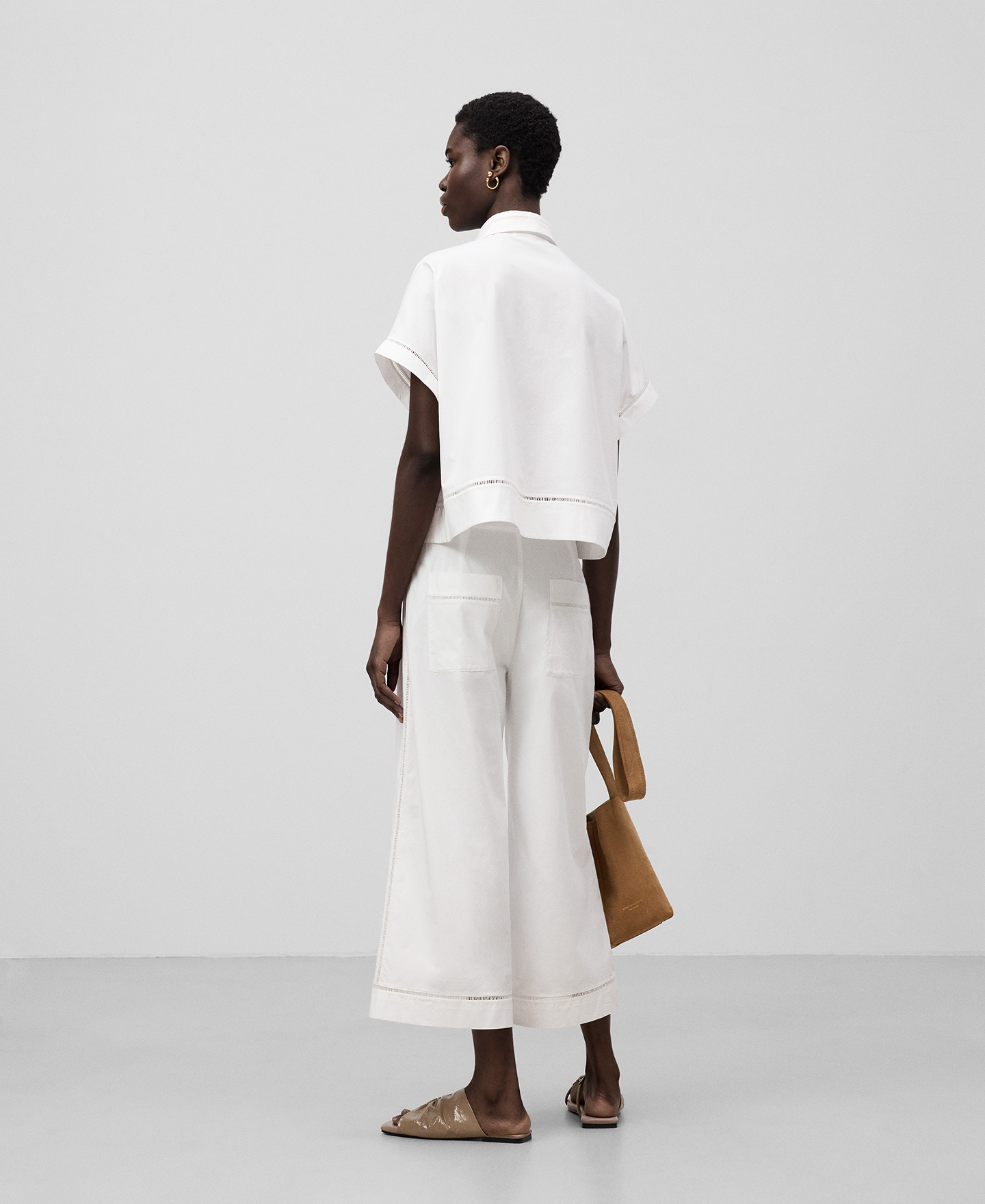 Cotton straight trousers woman image number 2