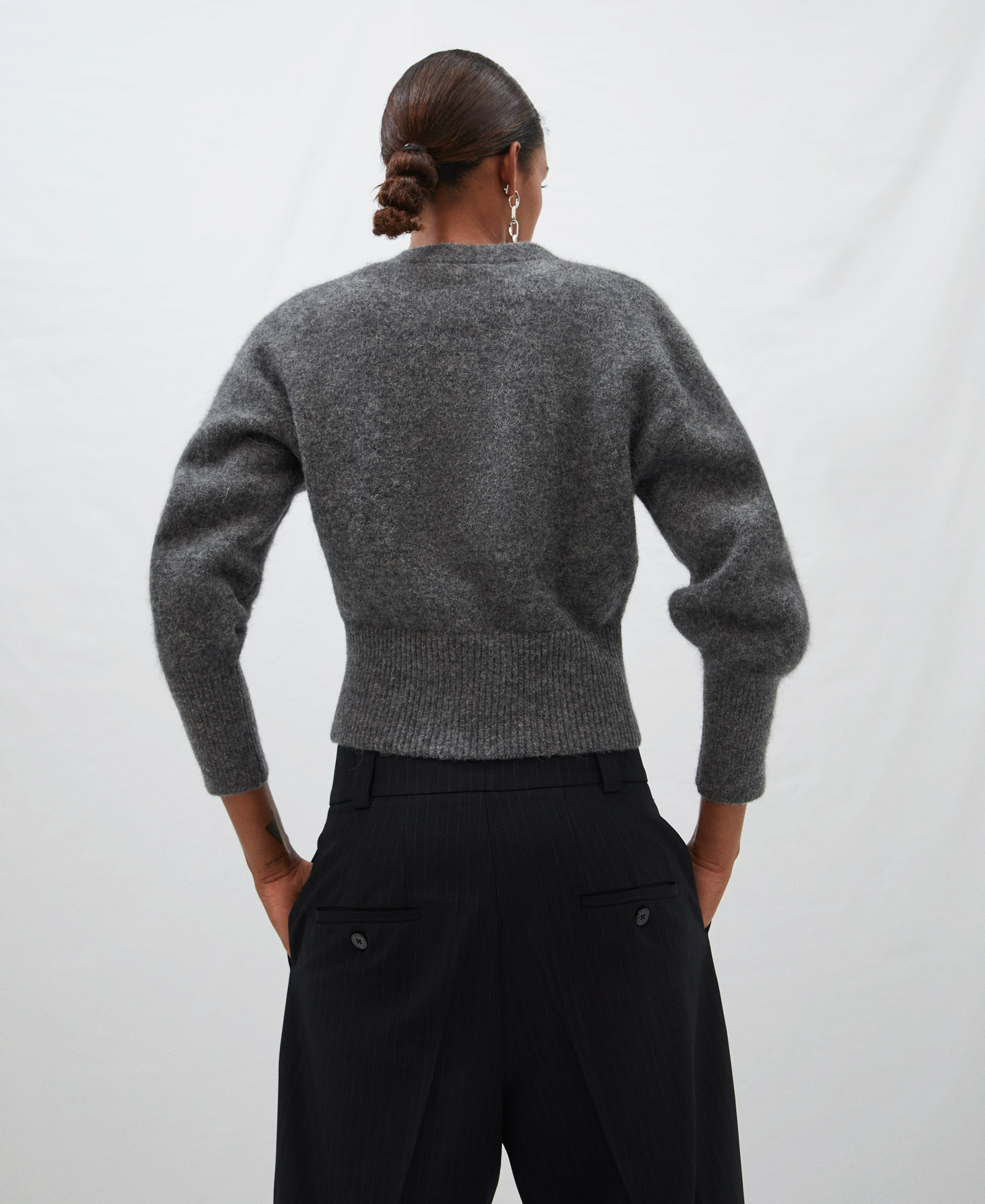 Puffed sleeve alpaca jacket image number 2