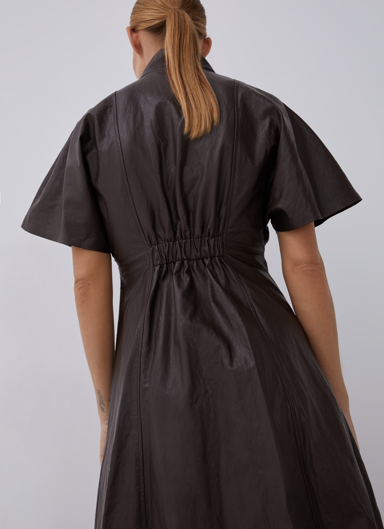 Short sleeved faux leather dress image number 2