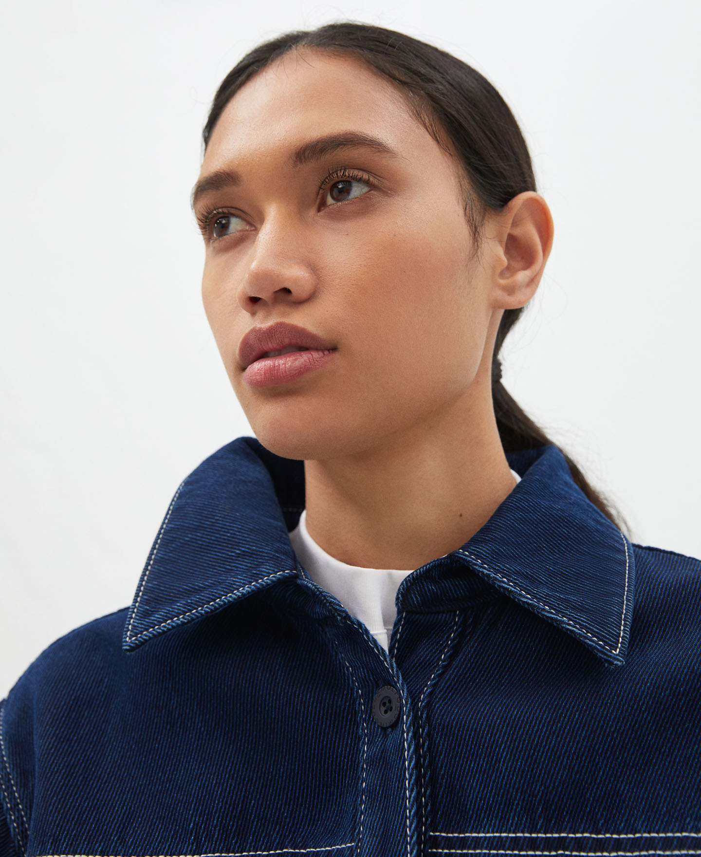 Cotton denim textured overshirt image number 3