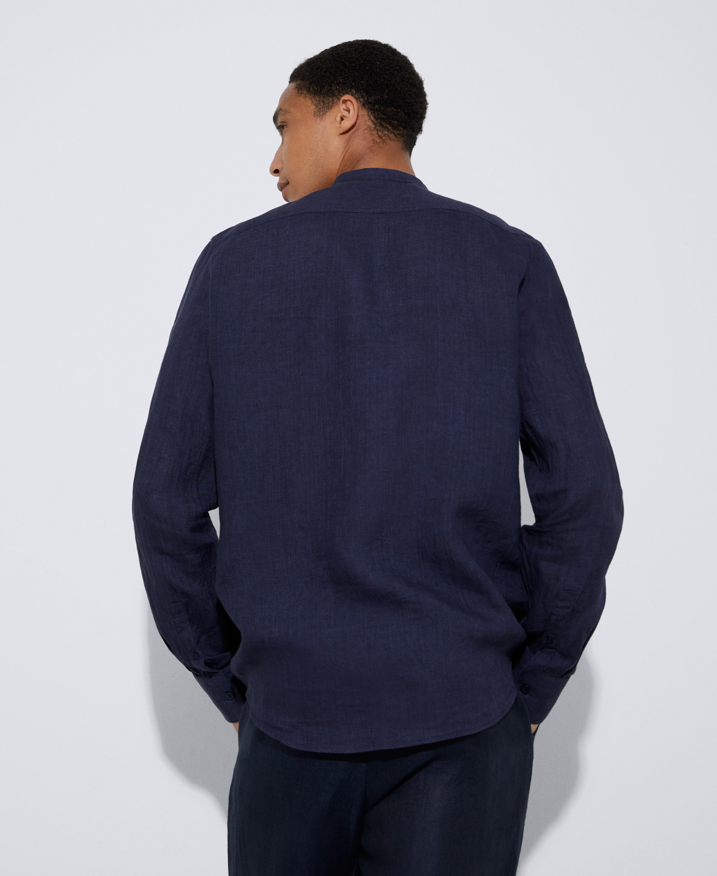Mao collar linen shirt image number 2