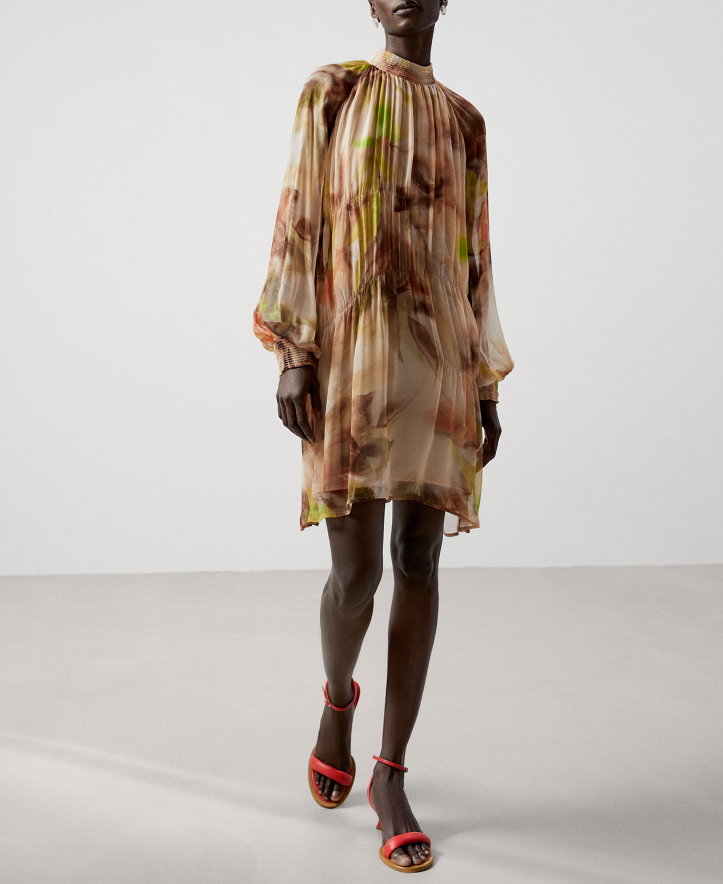 Short print dress A line image number 1