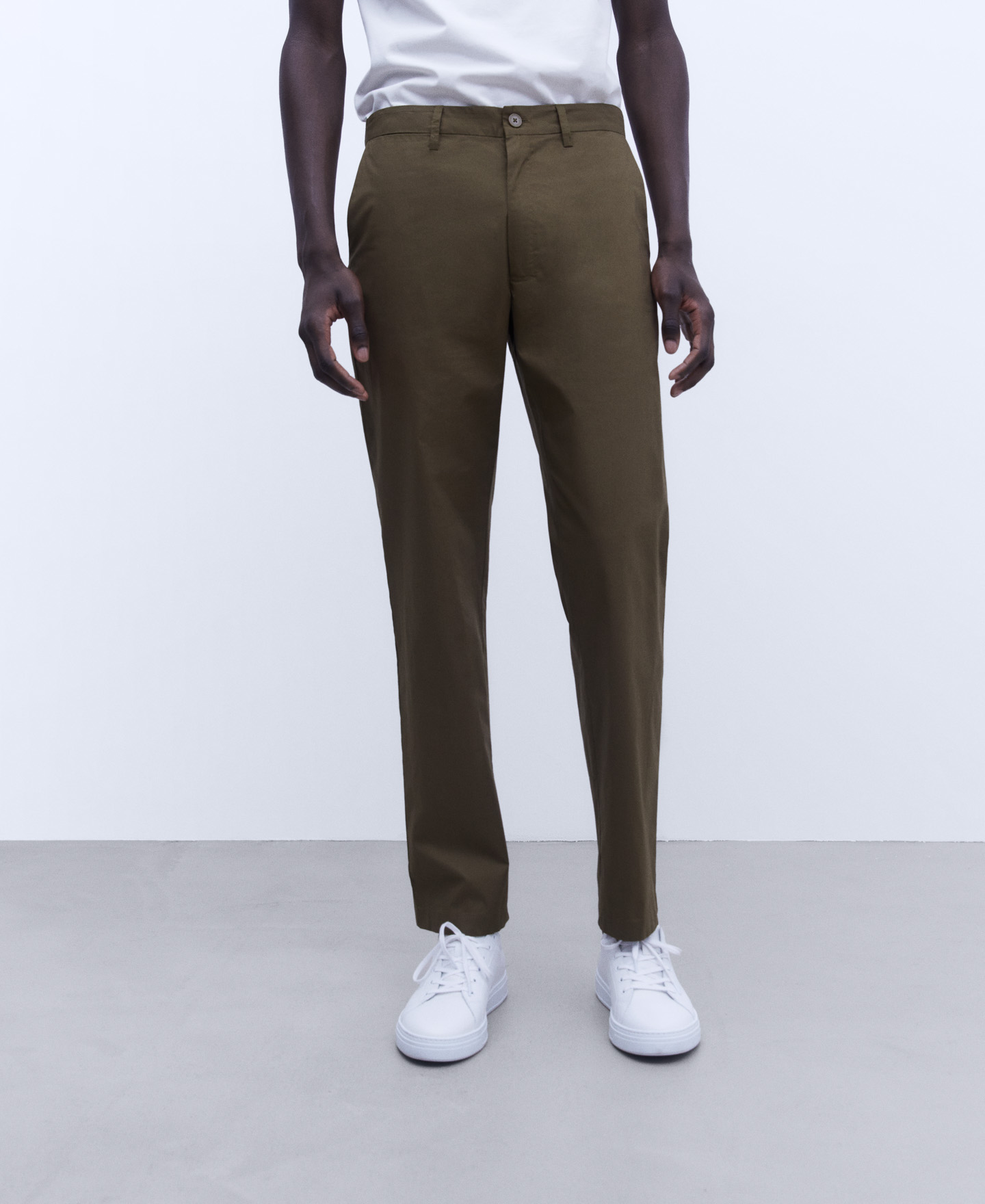 Cotton poplin straight trousers image number 0