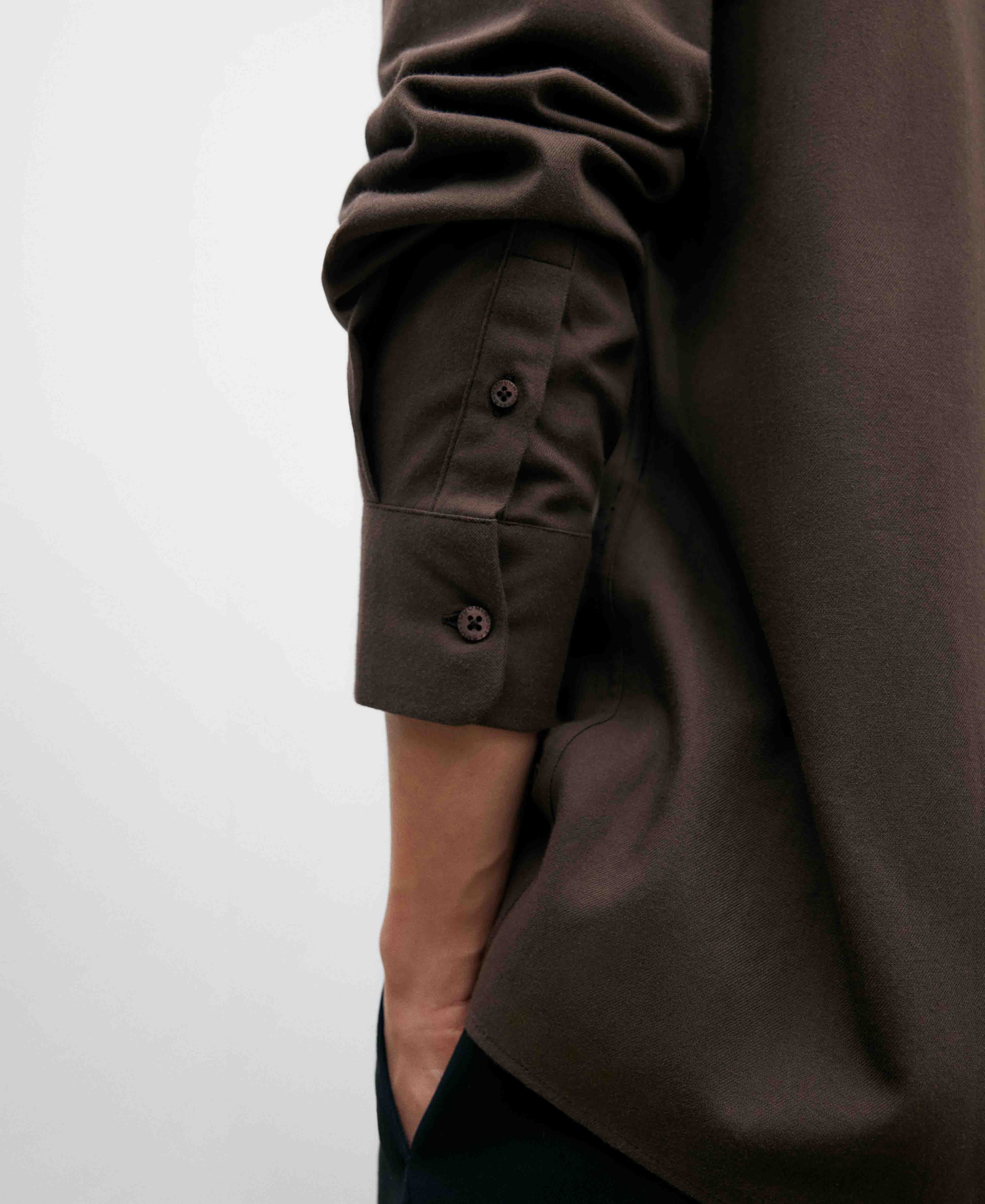 Brown Mandarin collar shirt for men image number 3