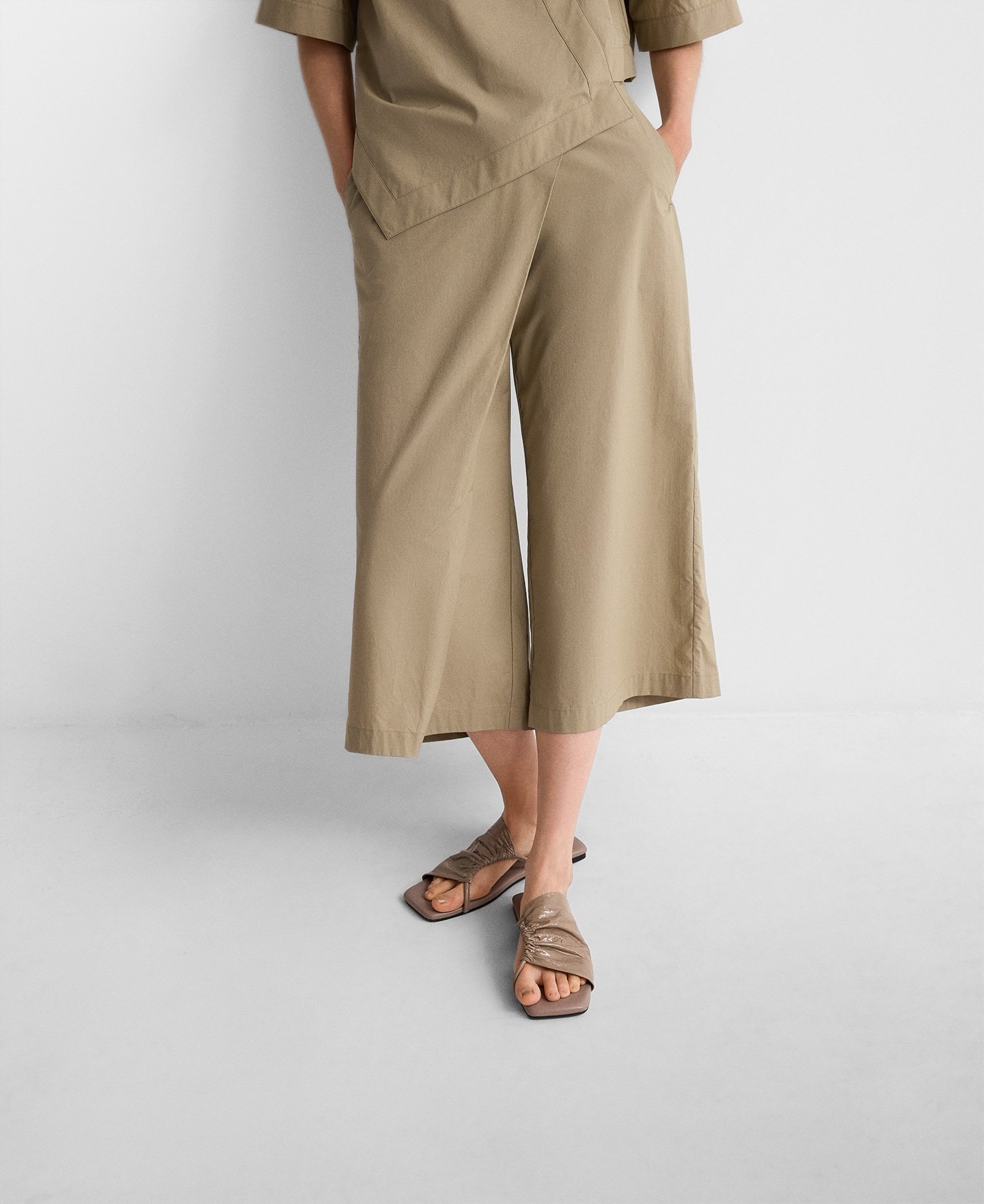 Pantalón pareo cropped algodón mujer image number 0