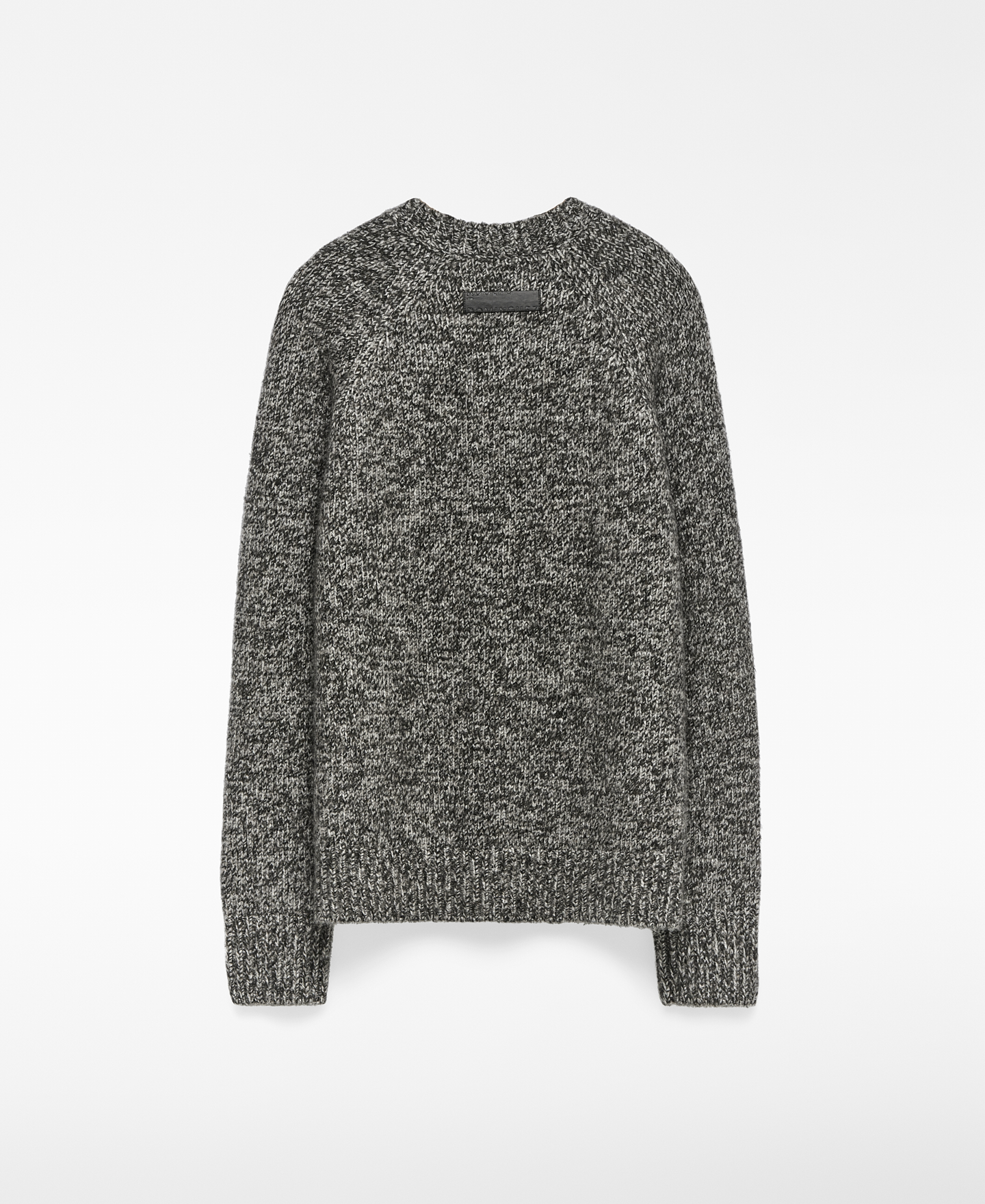 Crew collar melange knit sweater man image number 5