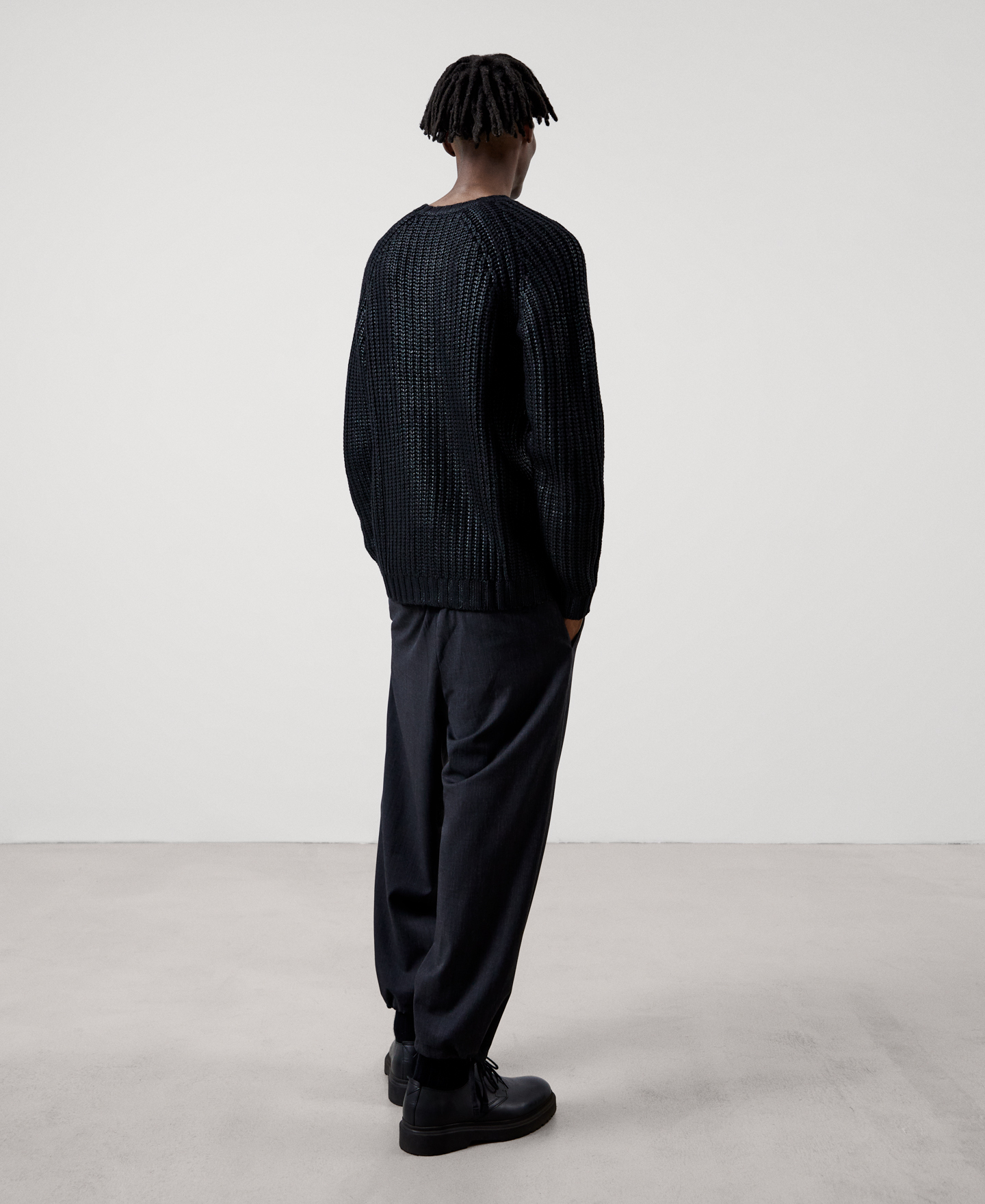 Waxed crew neck sweater image number 2