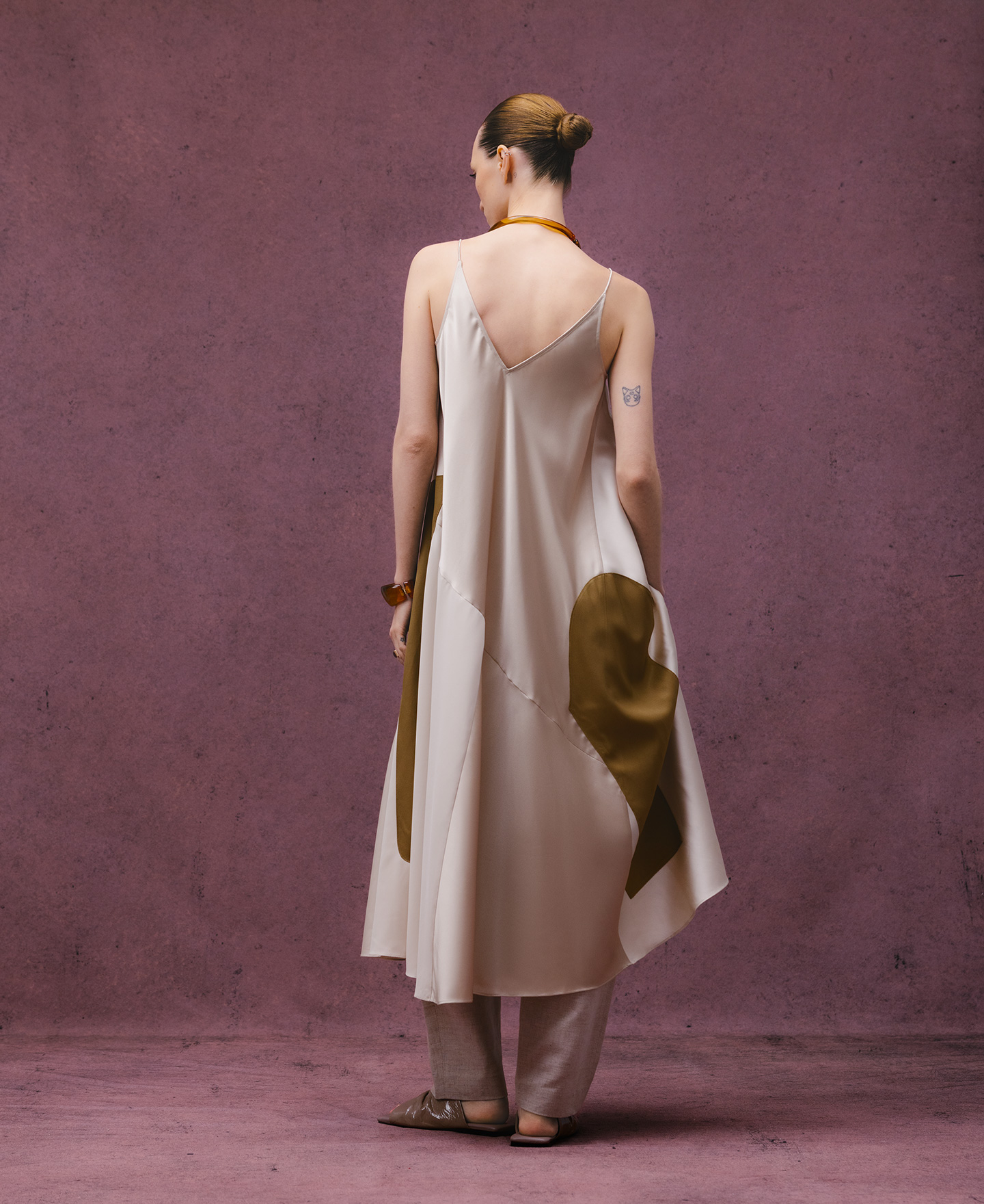 Slip dress with overlay pieces woman image number 2