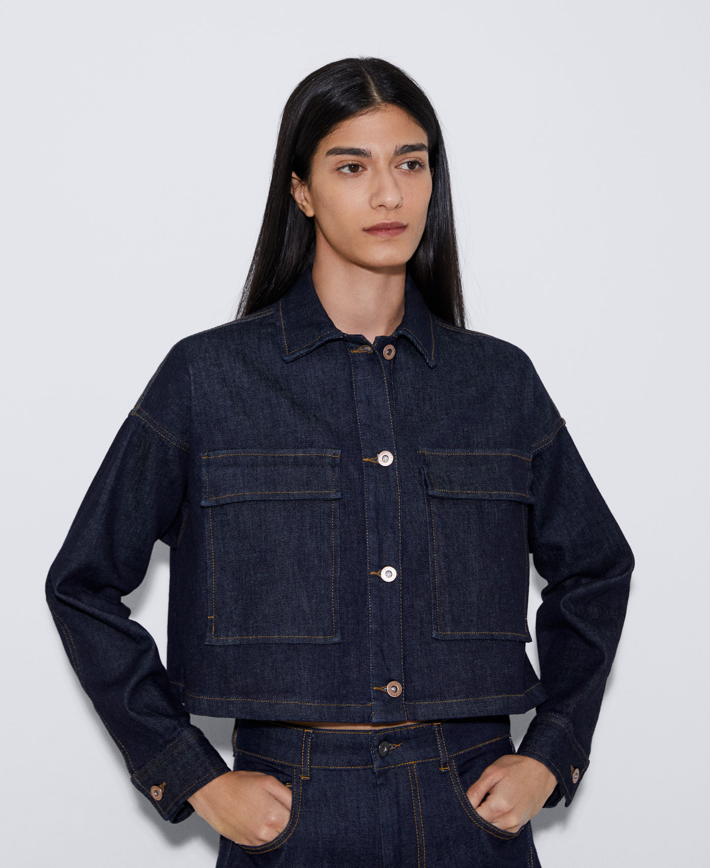 Denim jacket in recycled material image number 0
