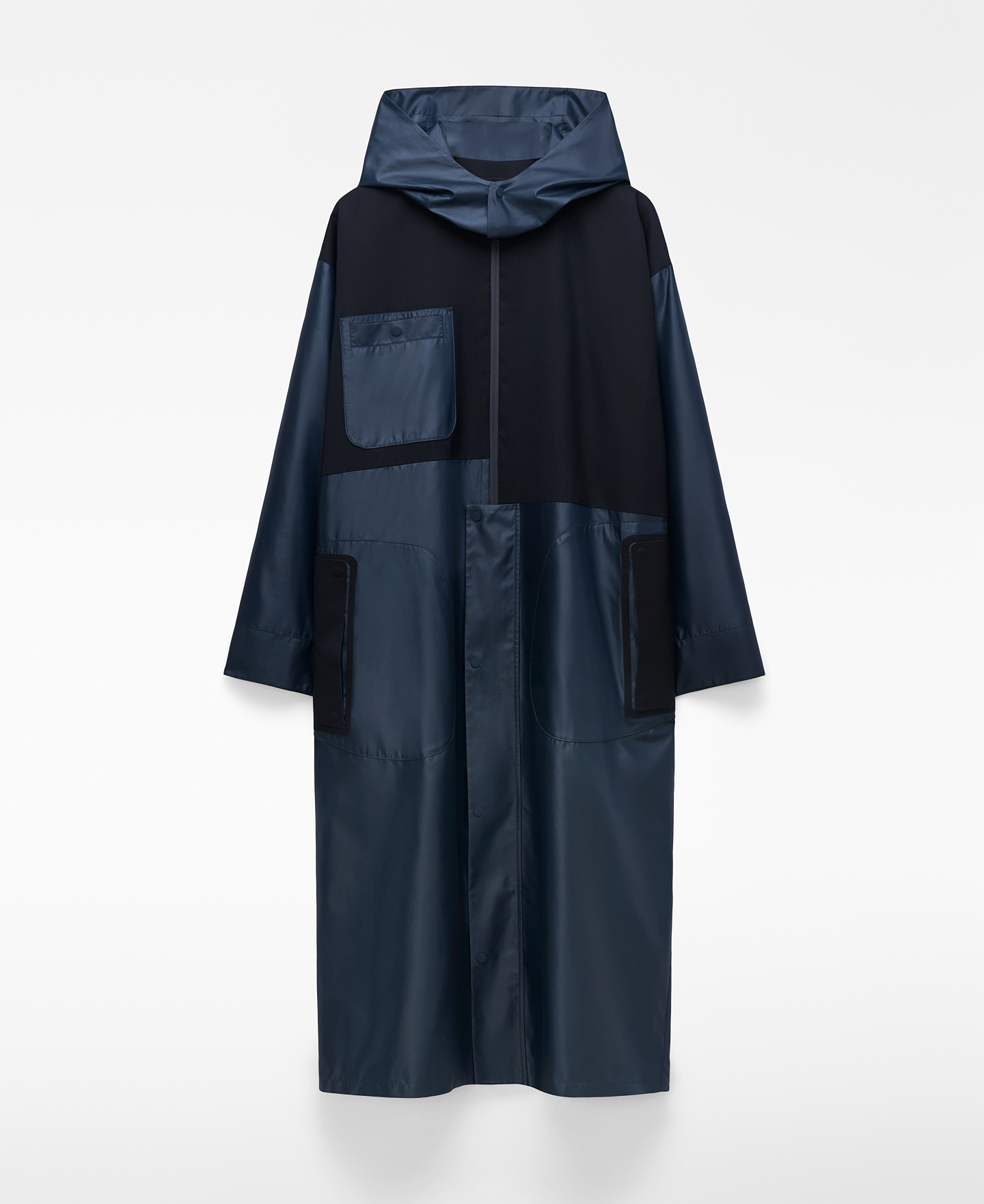 Mixed-fabric trench coat man image number 6