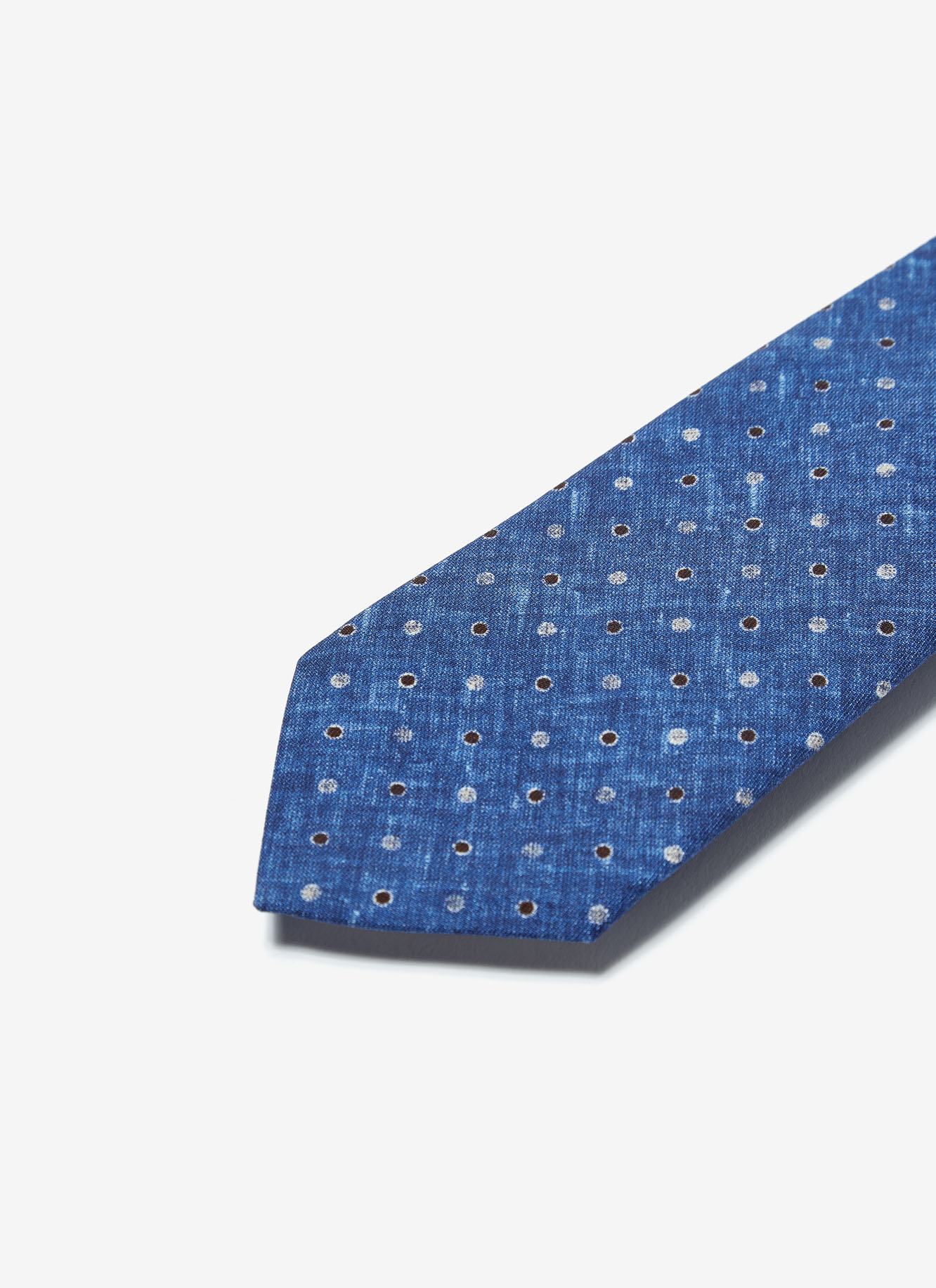 Denim tie with polka dots image number 1