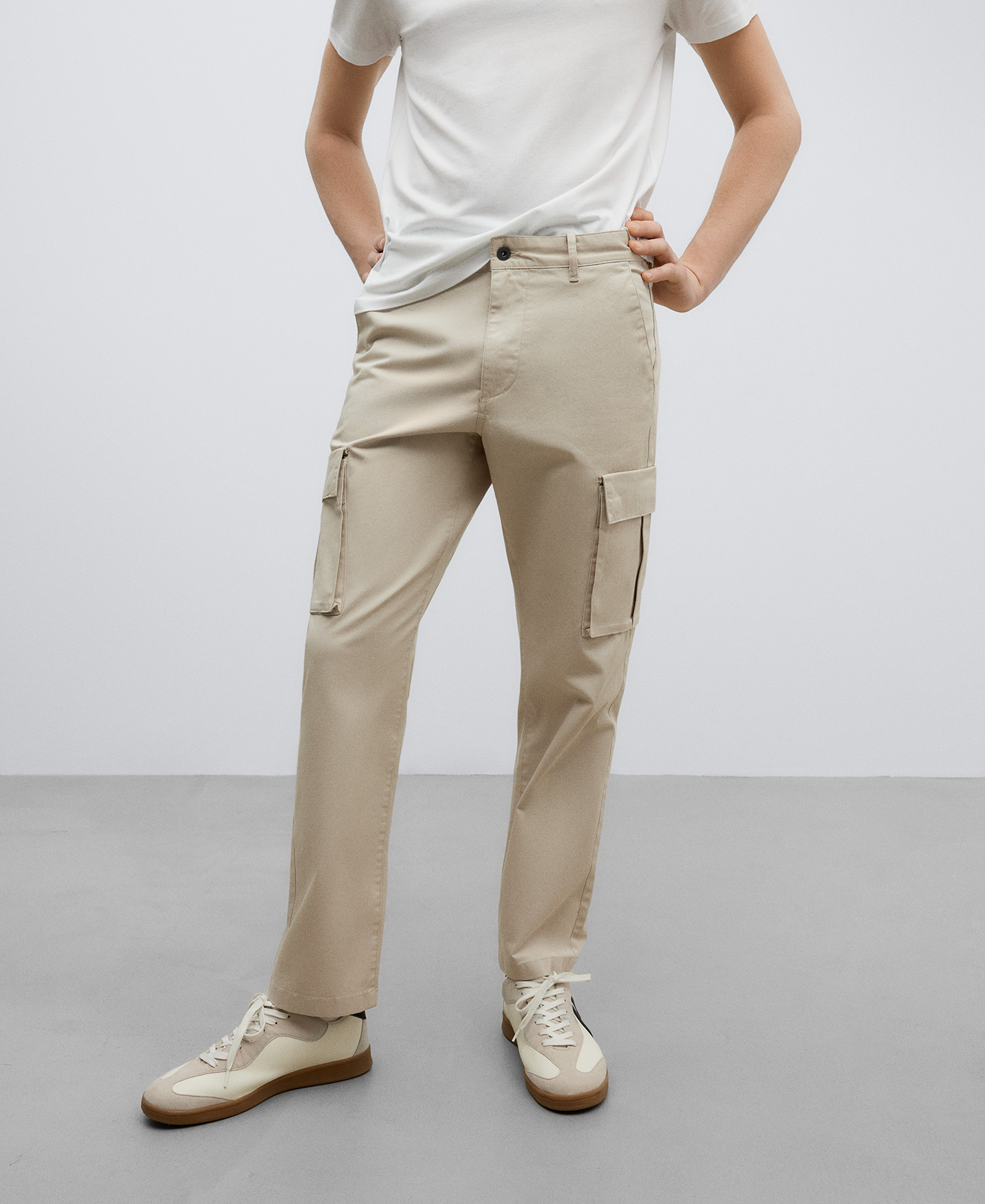 Pantalón cargo algodón crudo hombre