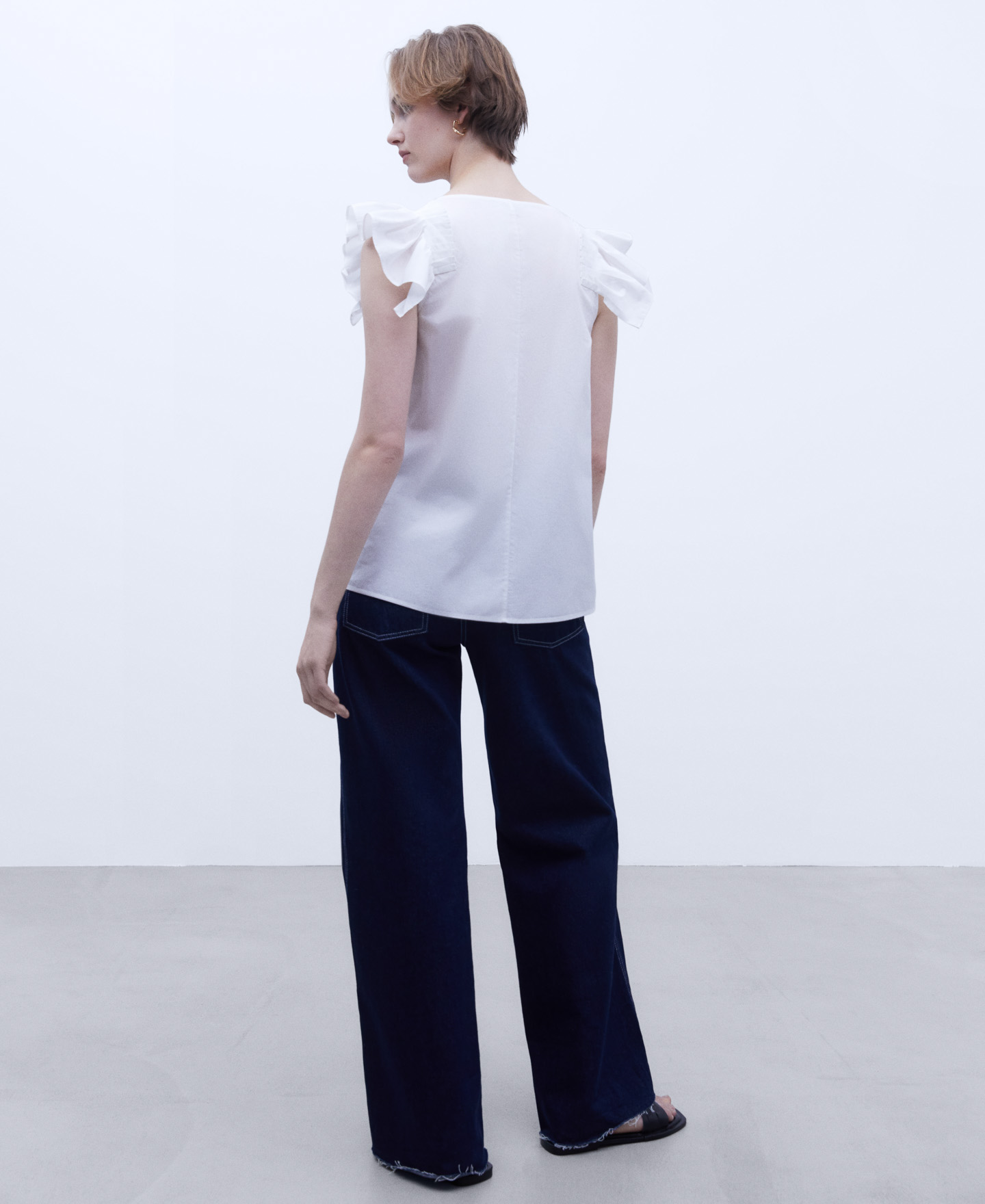 Ruffled square neckline top image number 2