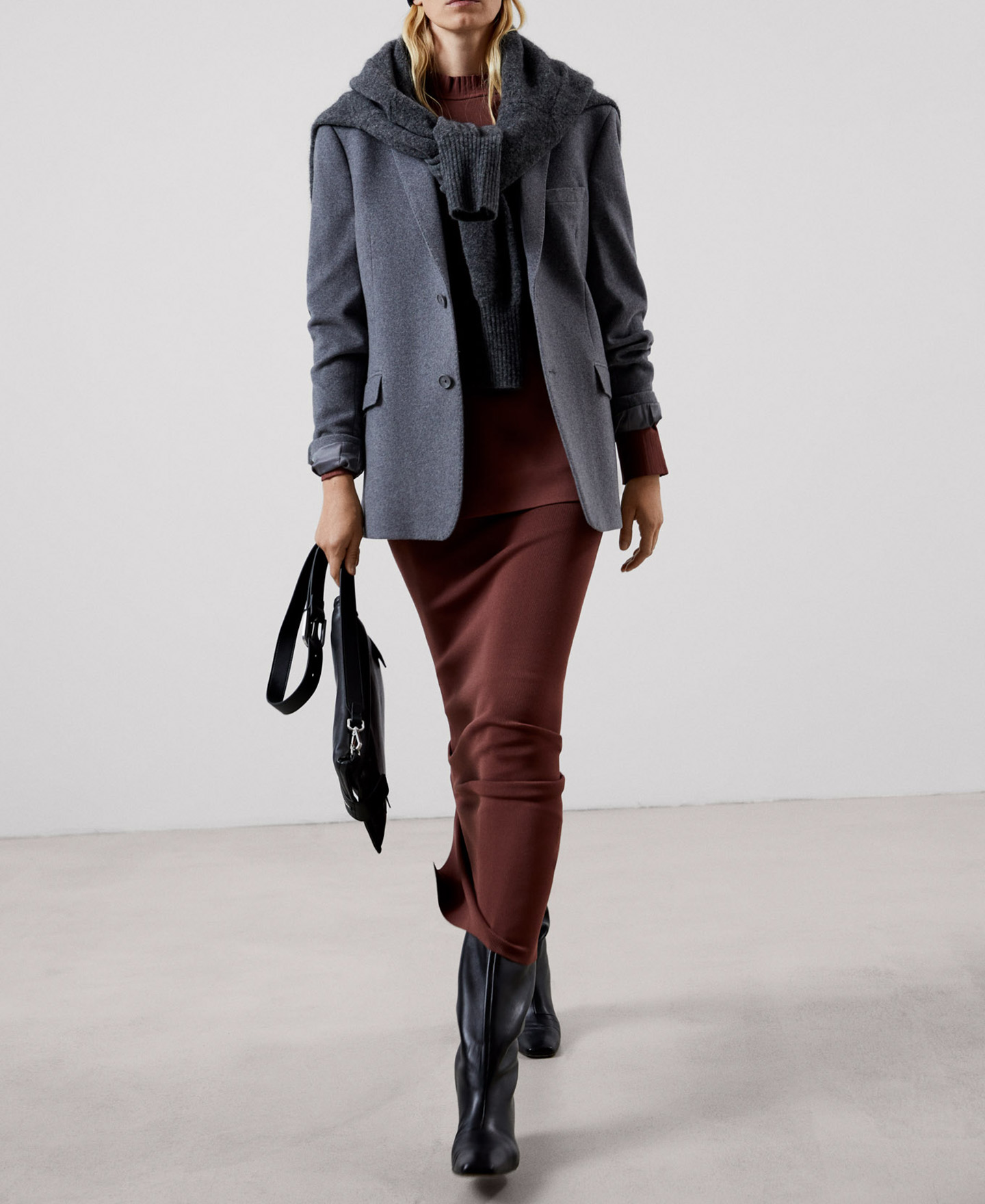Knitted viscose and nylon sweater image number 1