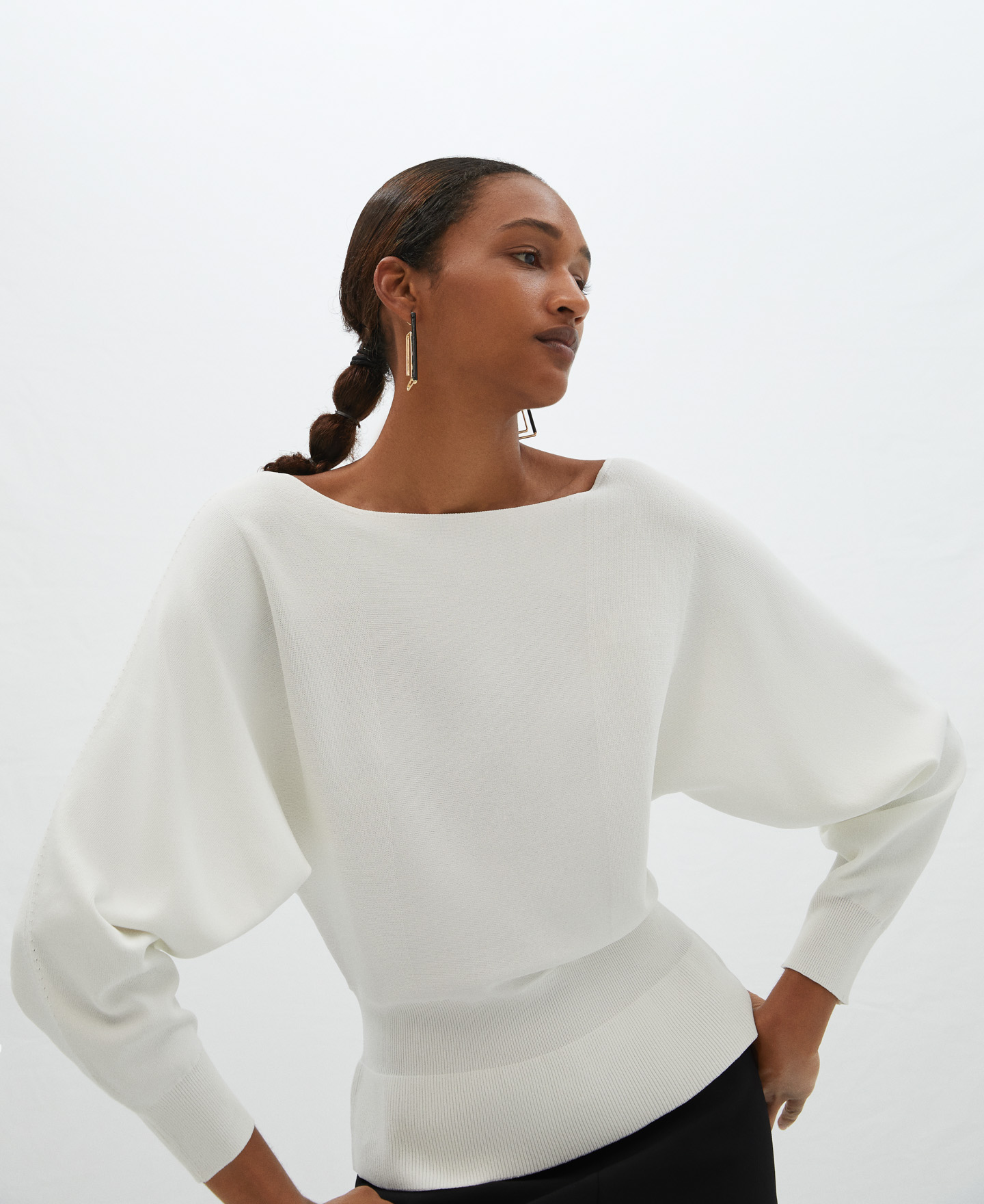 Jersey peplum en punto goma de viscosa image number 0
