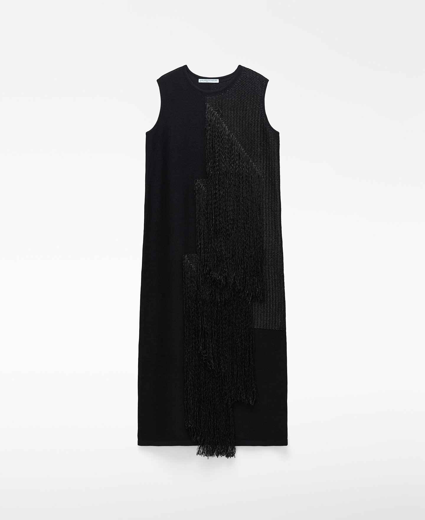 Intarsia knit dress with fringe image number 4