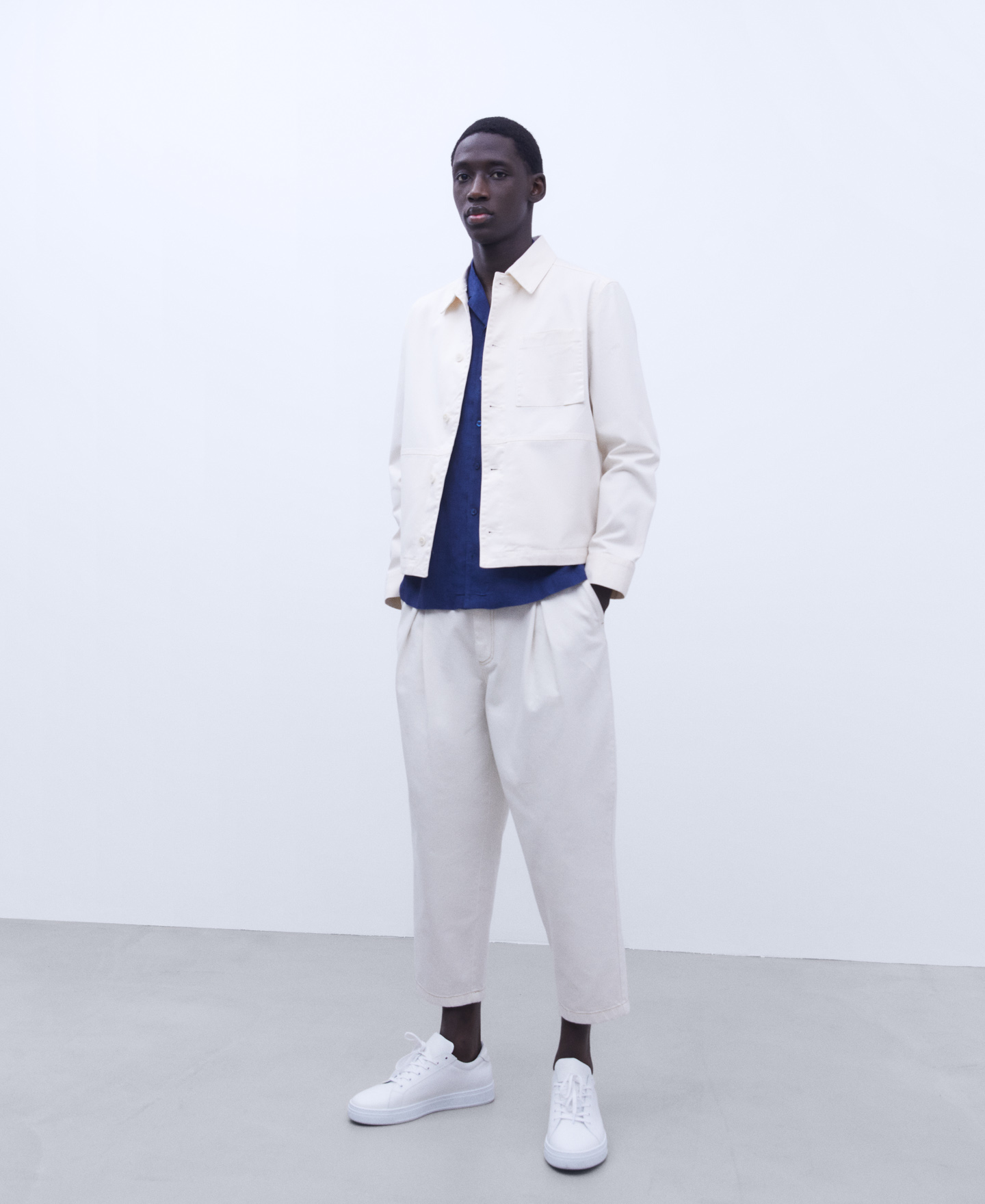 European linen lapel collar shirt image number 1