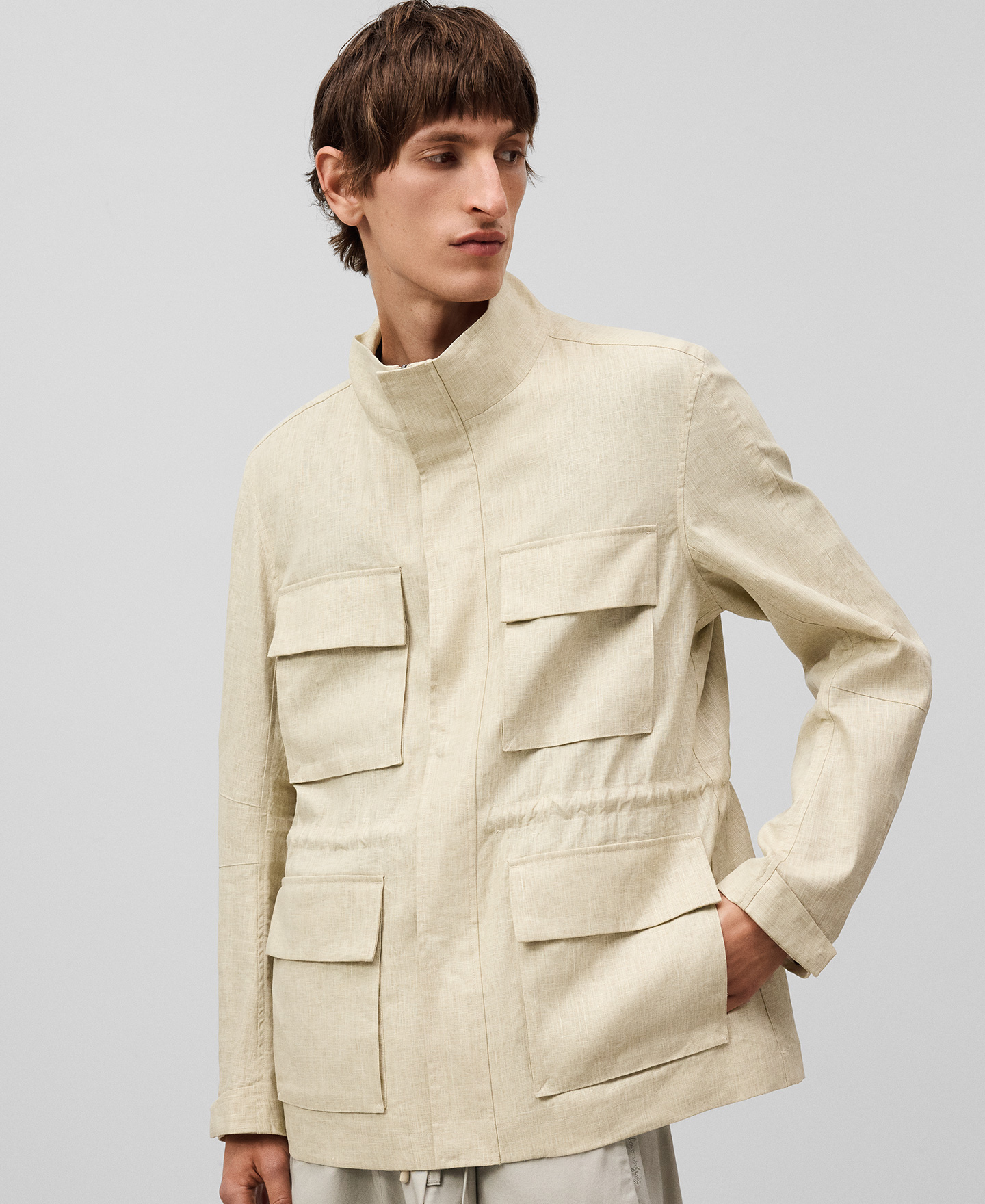 Veste saharienne en lin européen homme image number 0