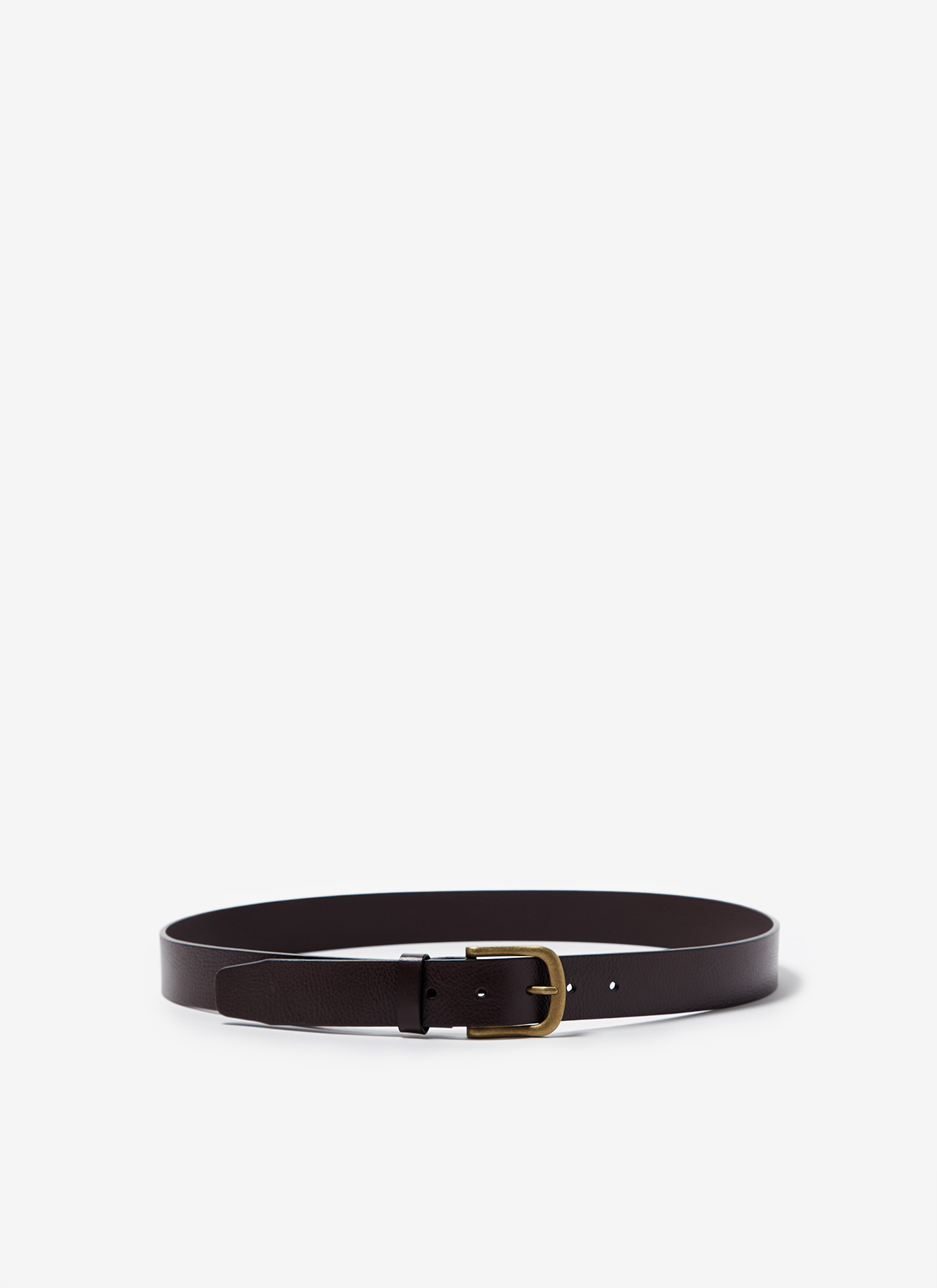 Leather belt with aged metal buckle image number 0