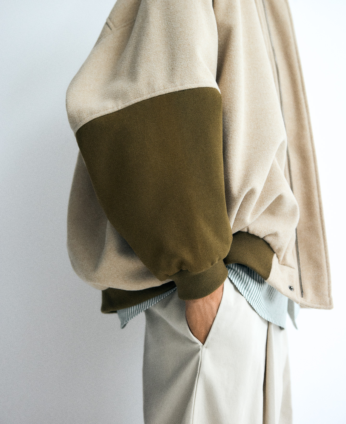 Mixed-fabric bomber jacket man image number 3