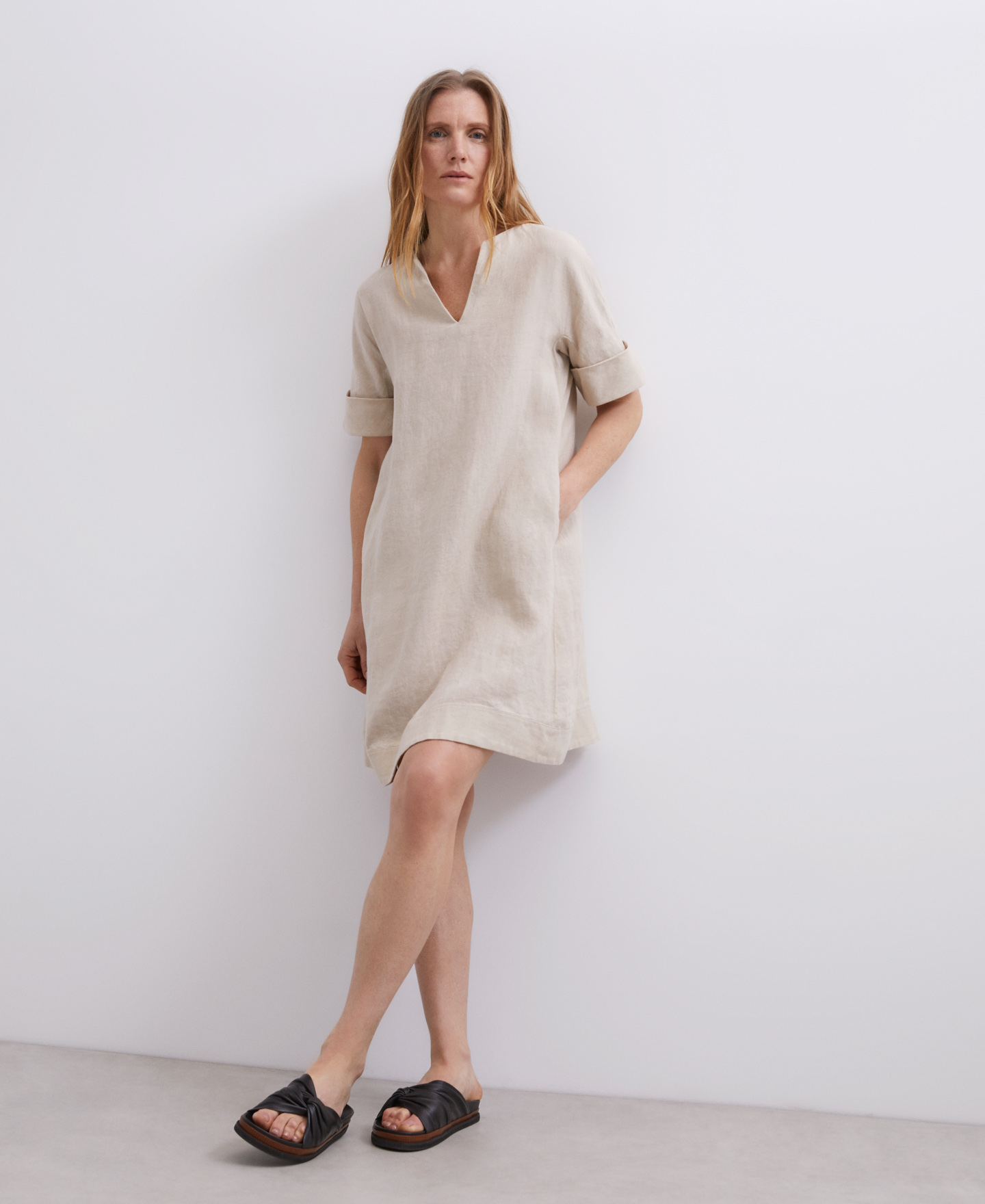 A-line European linen dress image number 0