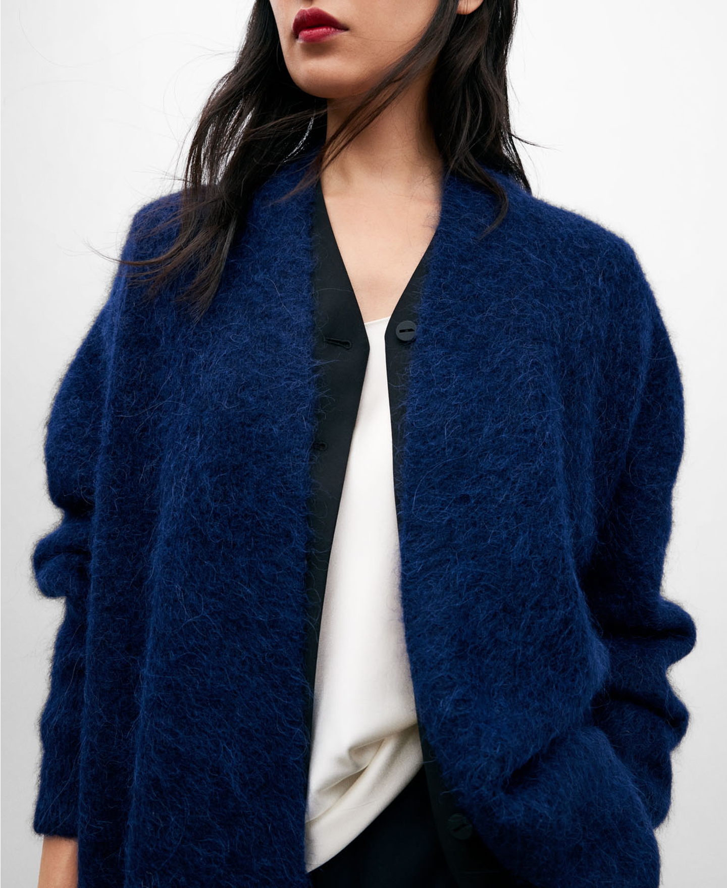 Chaqueta larga en tejido de alpaca mujer image number 3