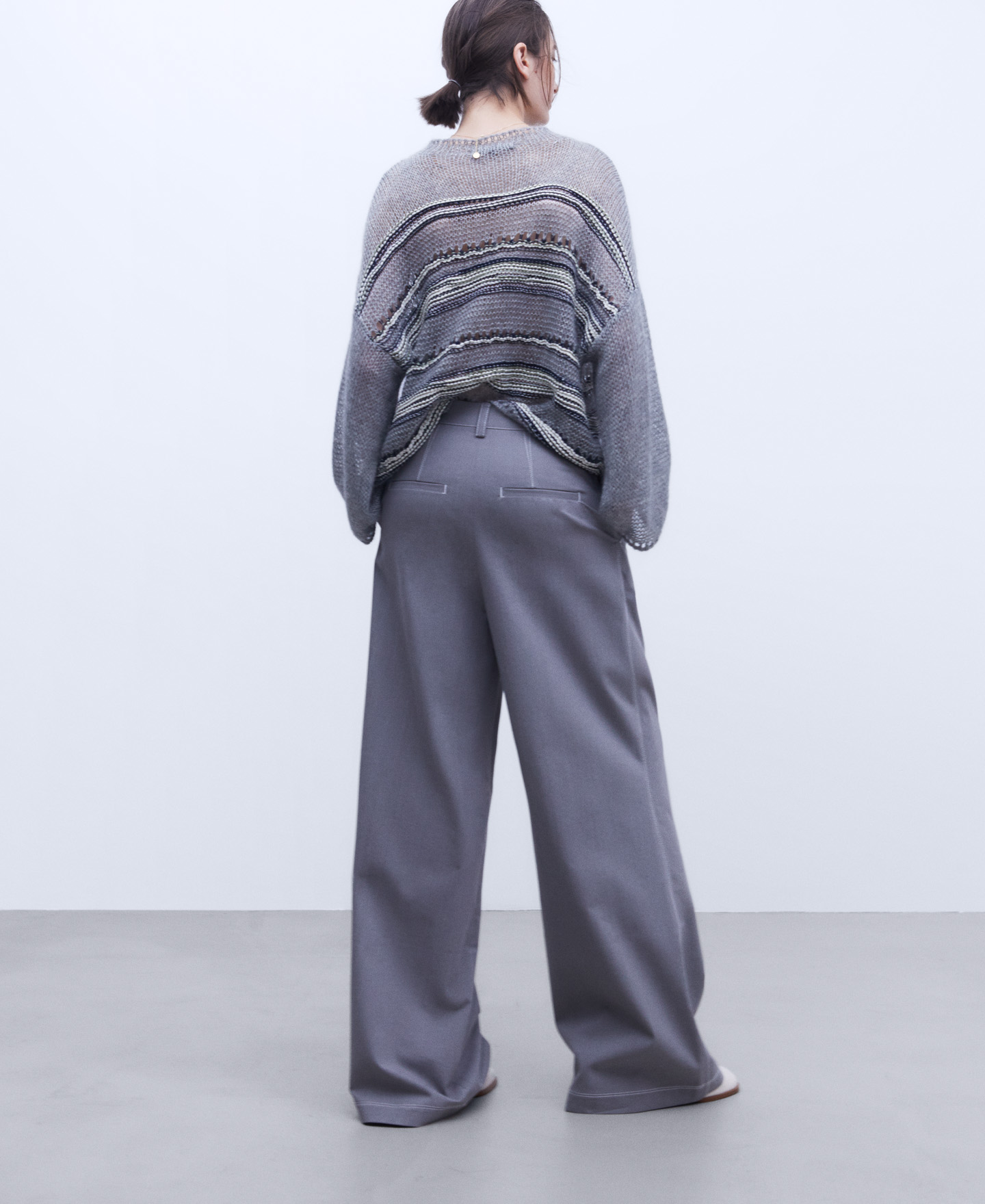 Wide cotton fabric trousers image number 2