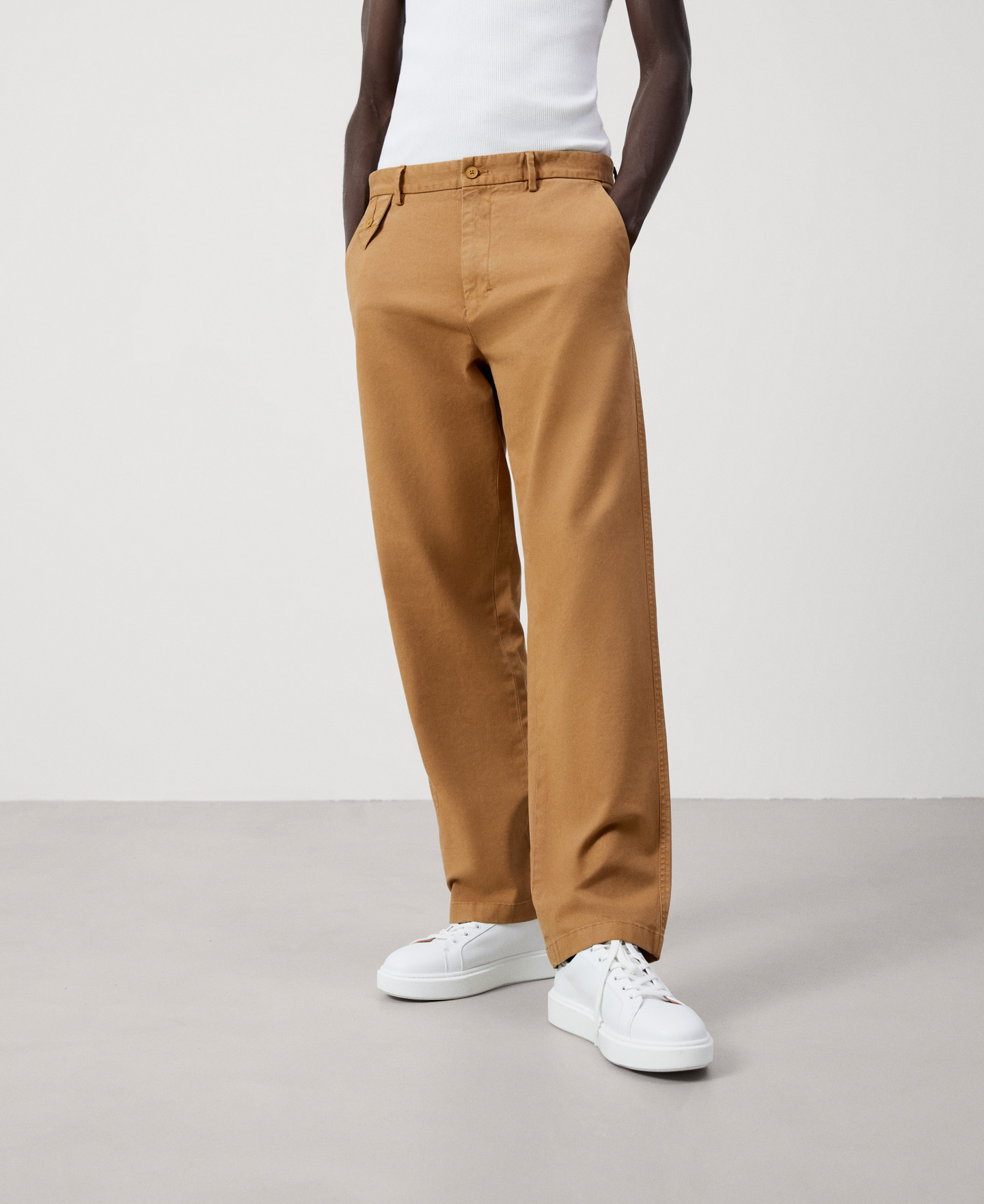 Stretch cotton straight trousers image number 0