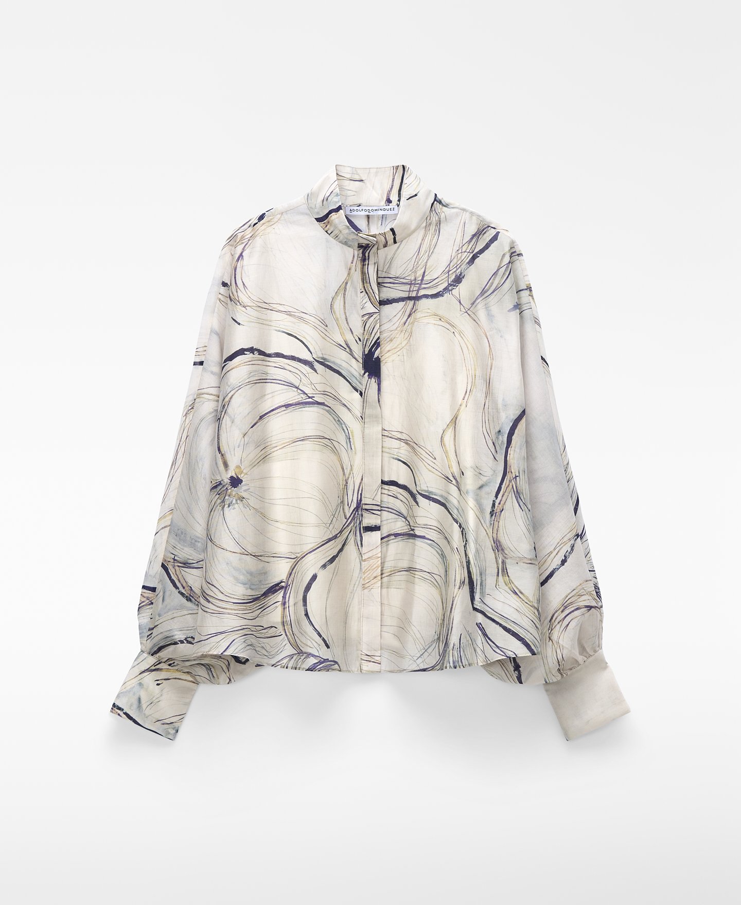 Semi-sheer printed shirt image number 4