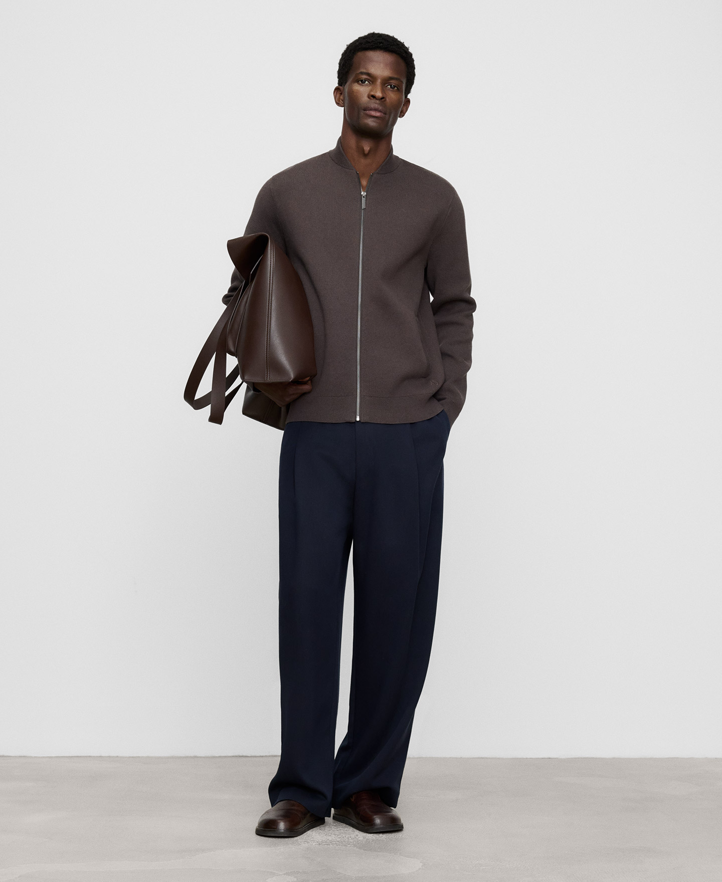 Cotton knit bomber jacket image number 1