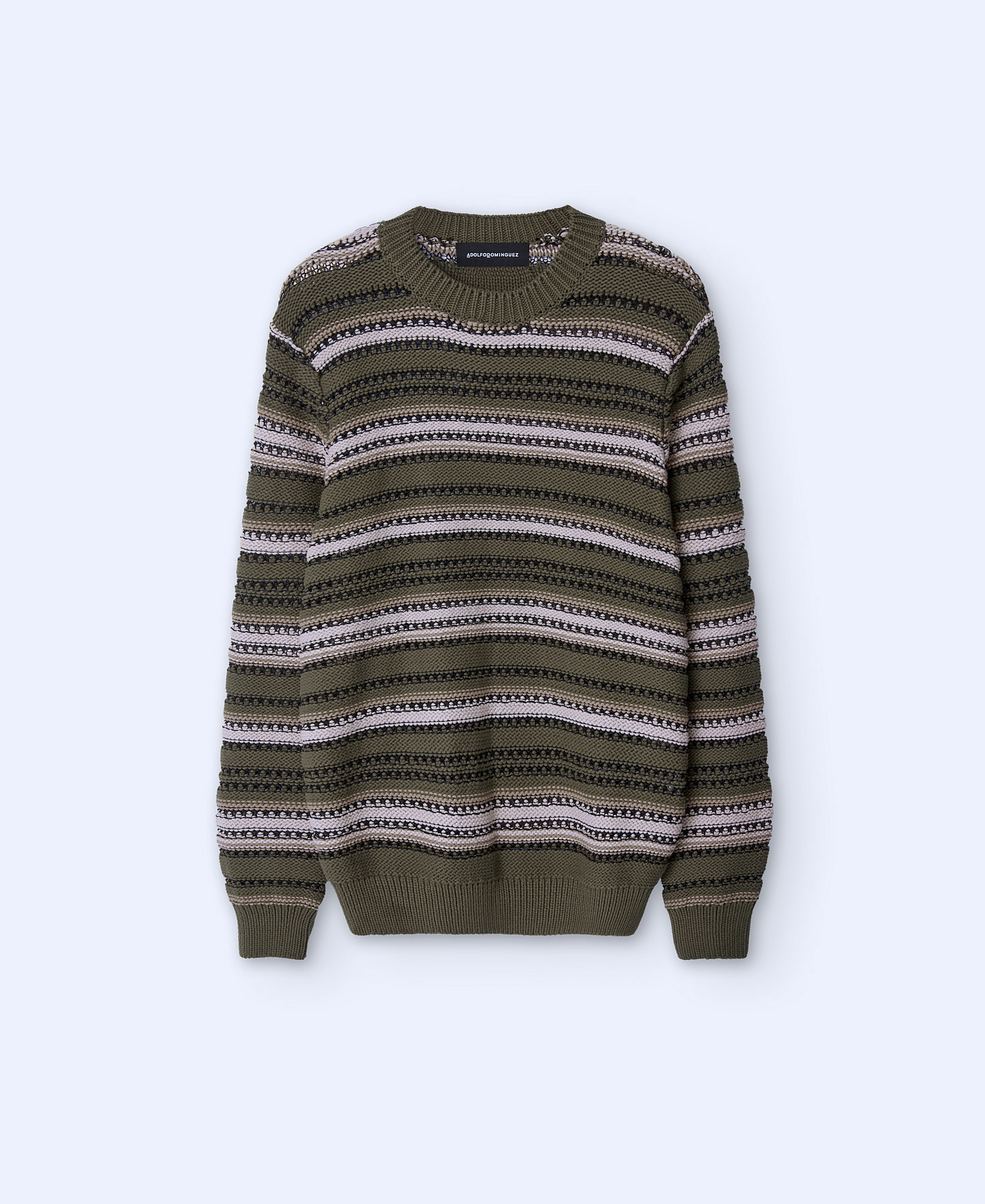 Striped structure crew neck sweater image number 6
