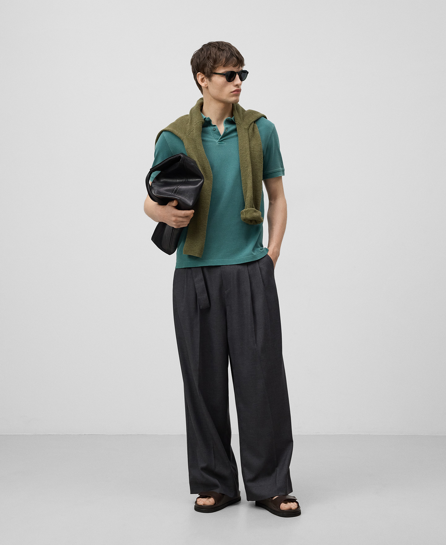 Cotton piqué regular fit polo shirt man image number 1