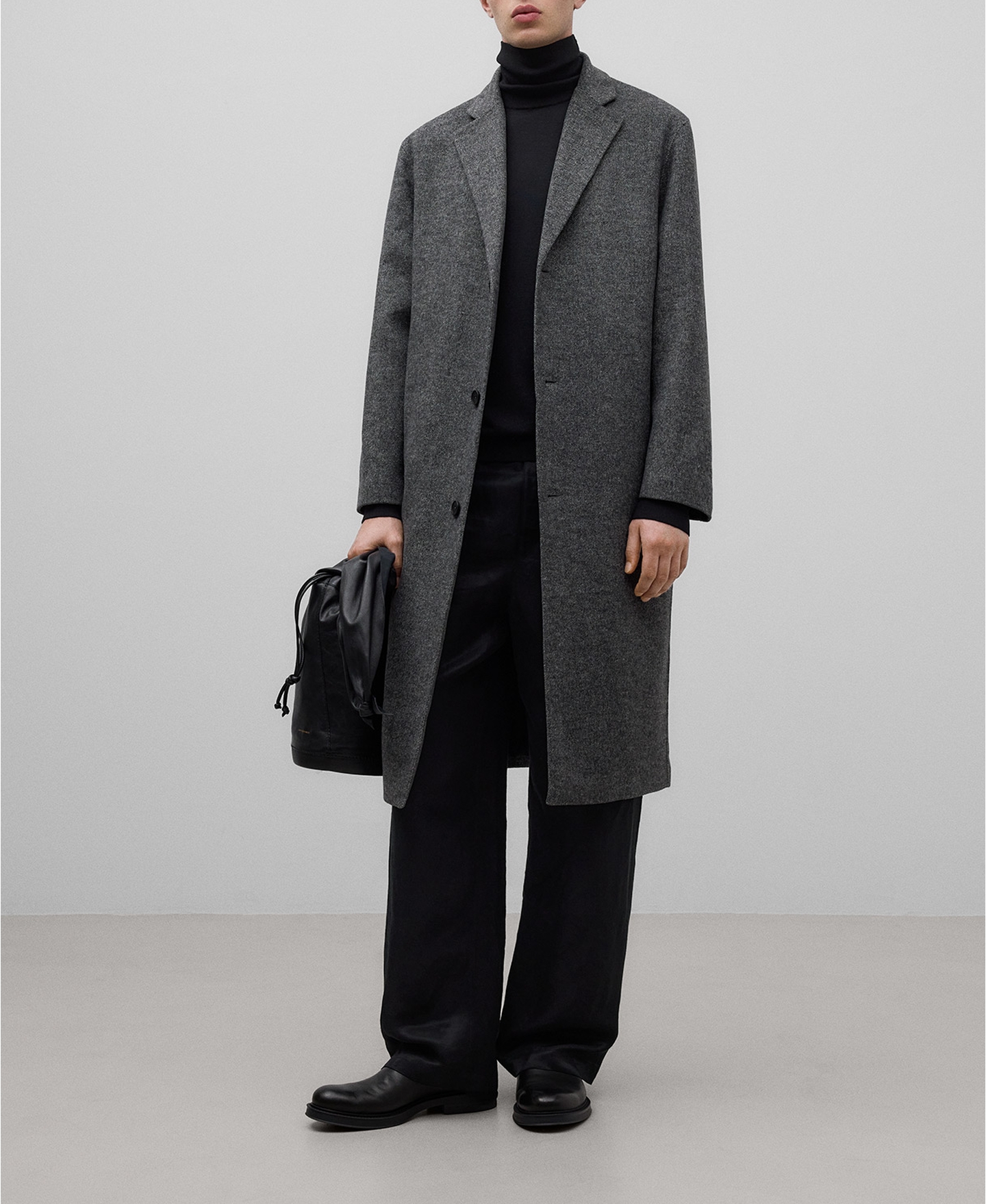Merino wool blend grey coat man image number 1