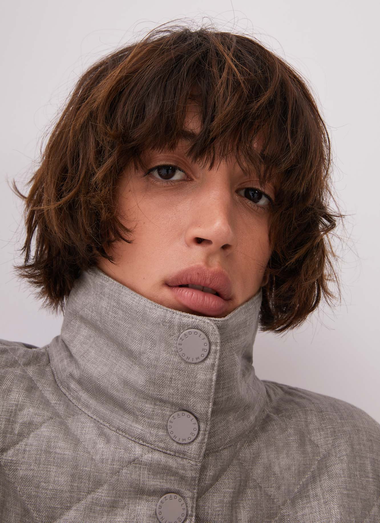 Padded short jacket with chimney collar image number 3