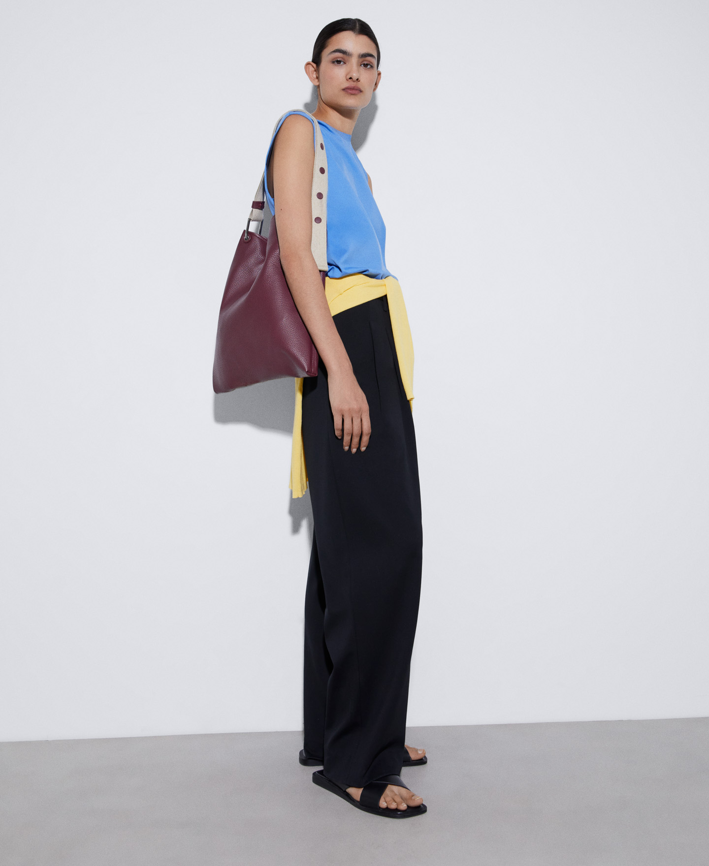 Recycled material vertical hobo bag image number 4