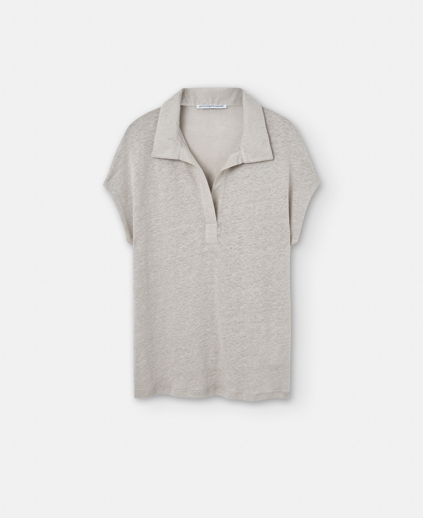 Linen polo shirt with placket image number 0
