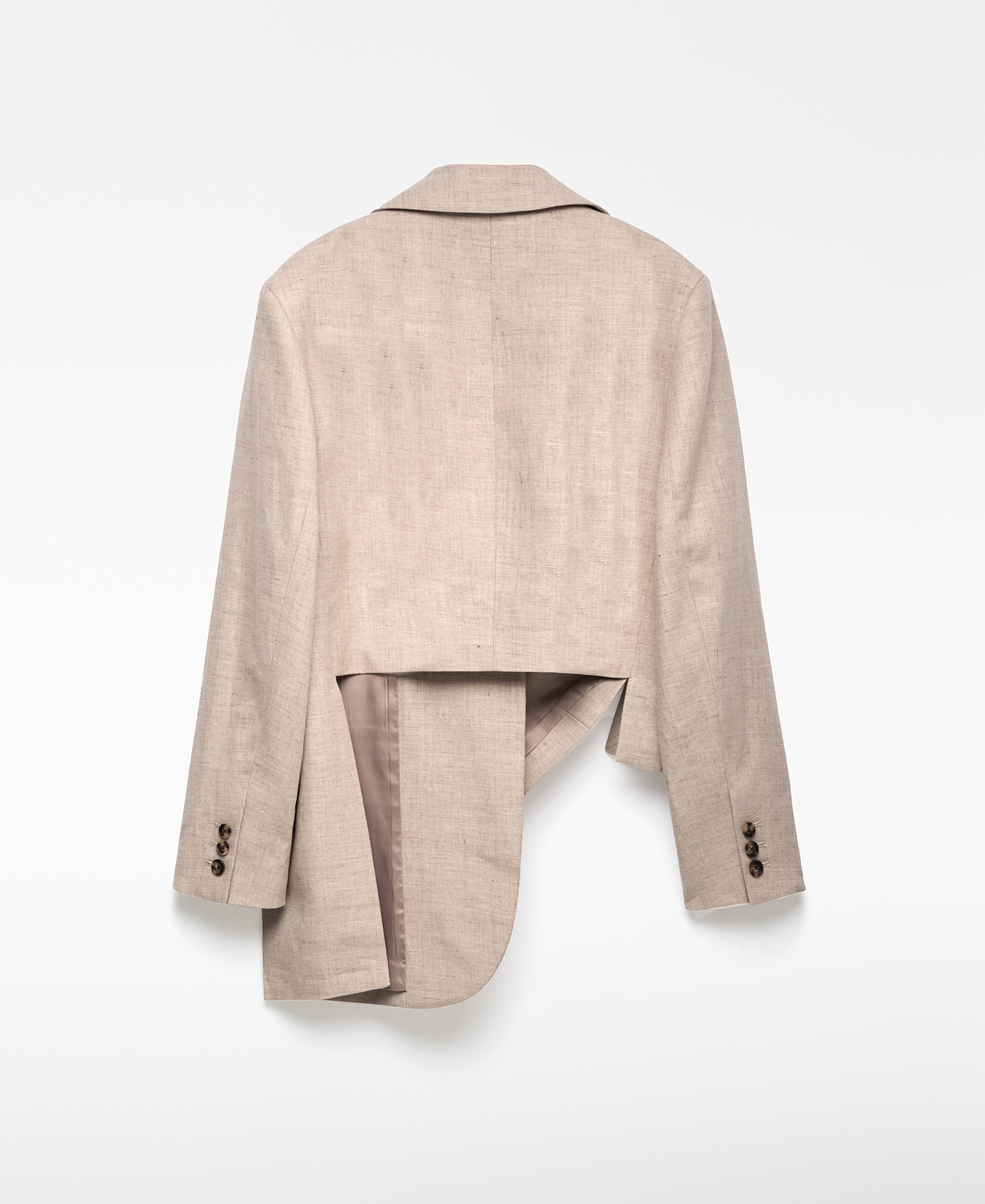 Linen blend asymmetrical blazer woman image number 5
