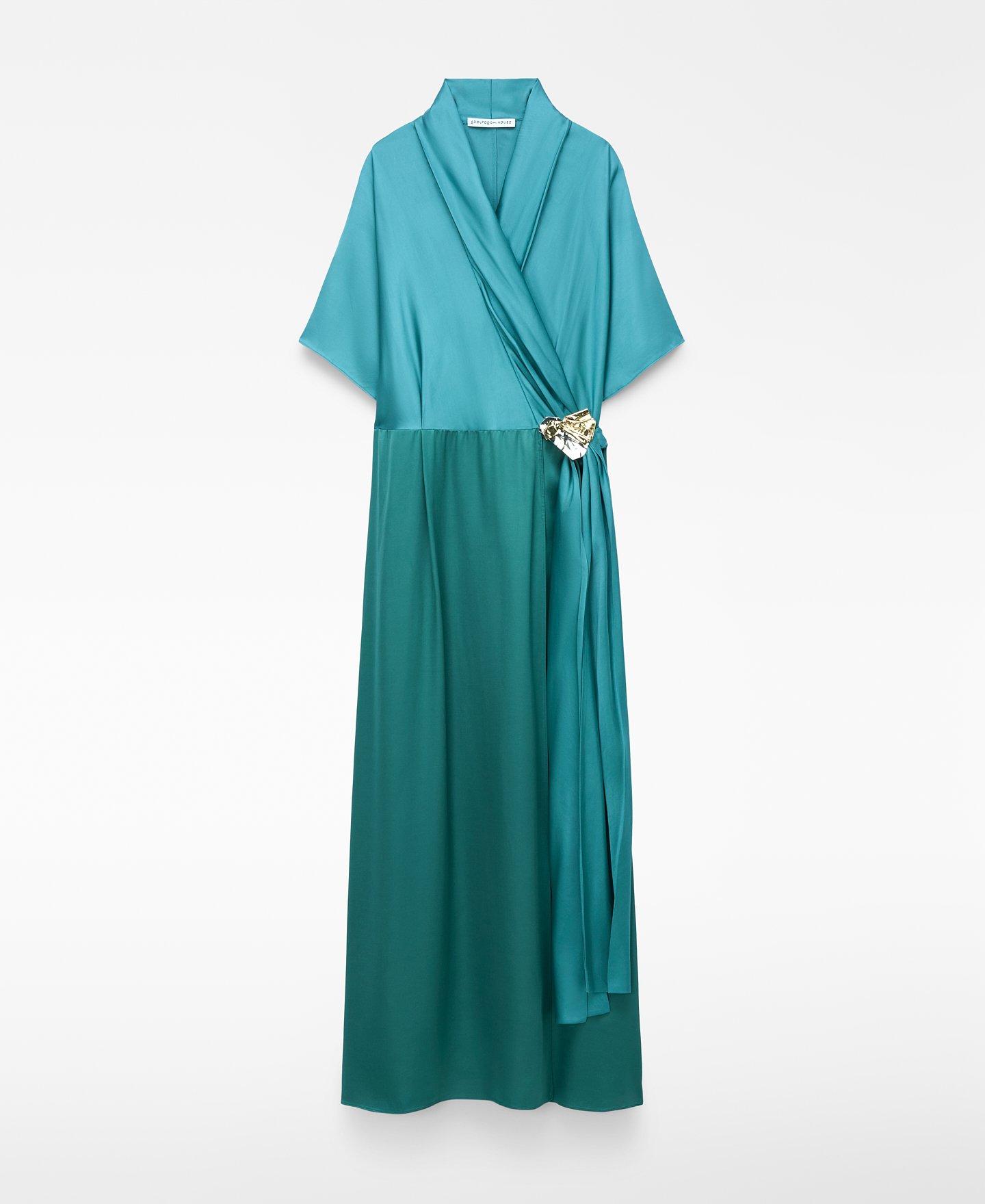 Vestido cruzado em cetim com fivela image number 4
