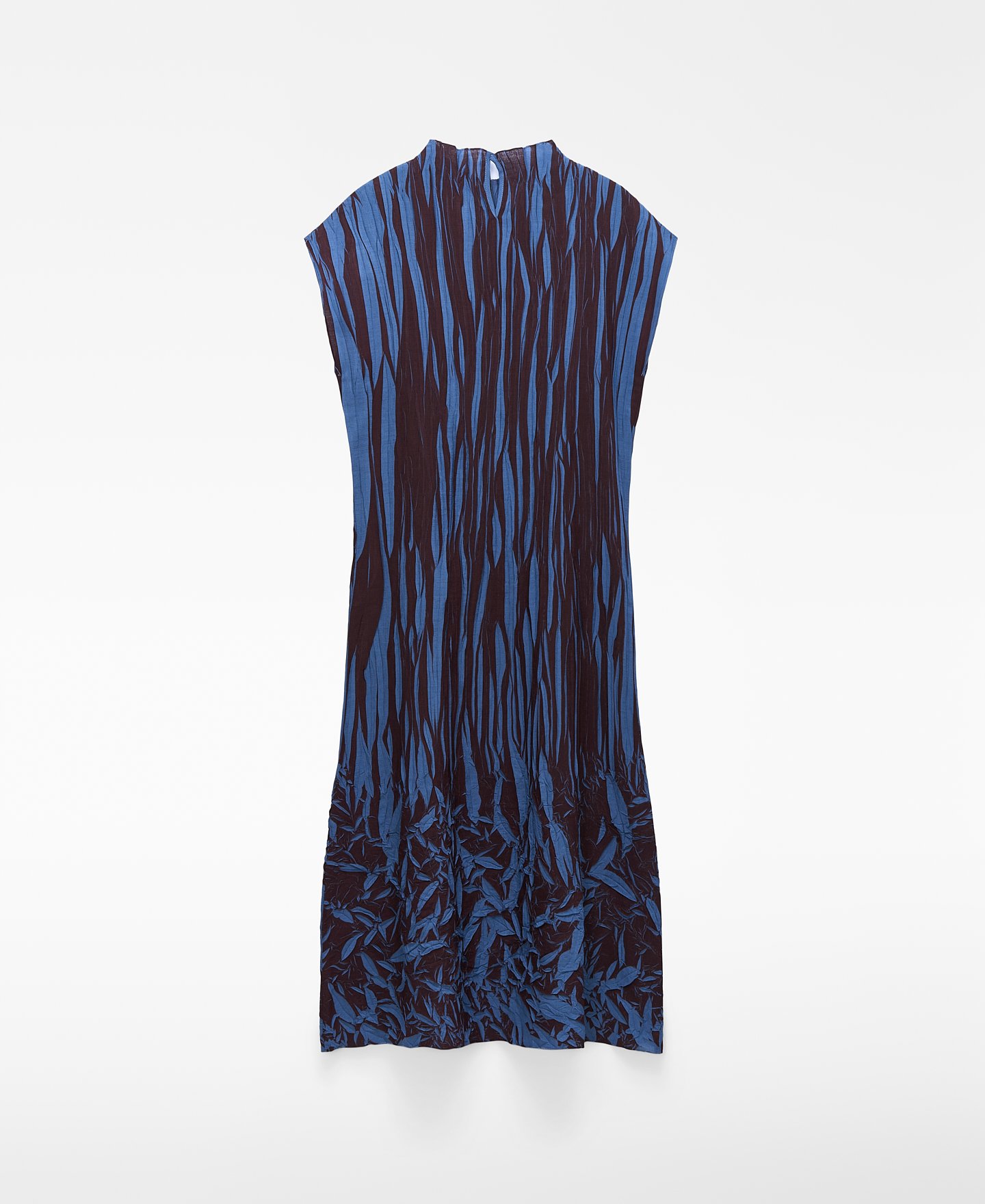 Vestido midi bicolor plisado irregular image number 5