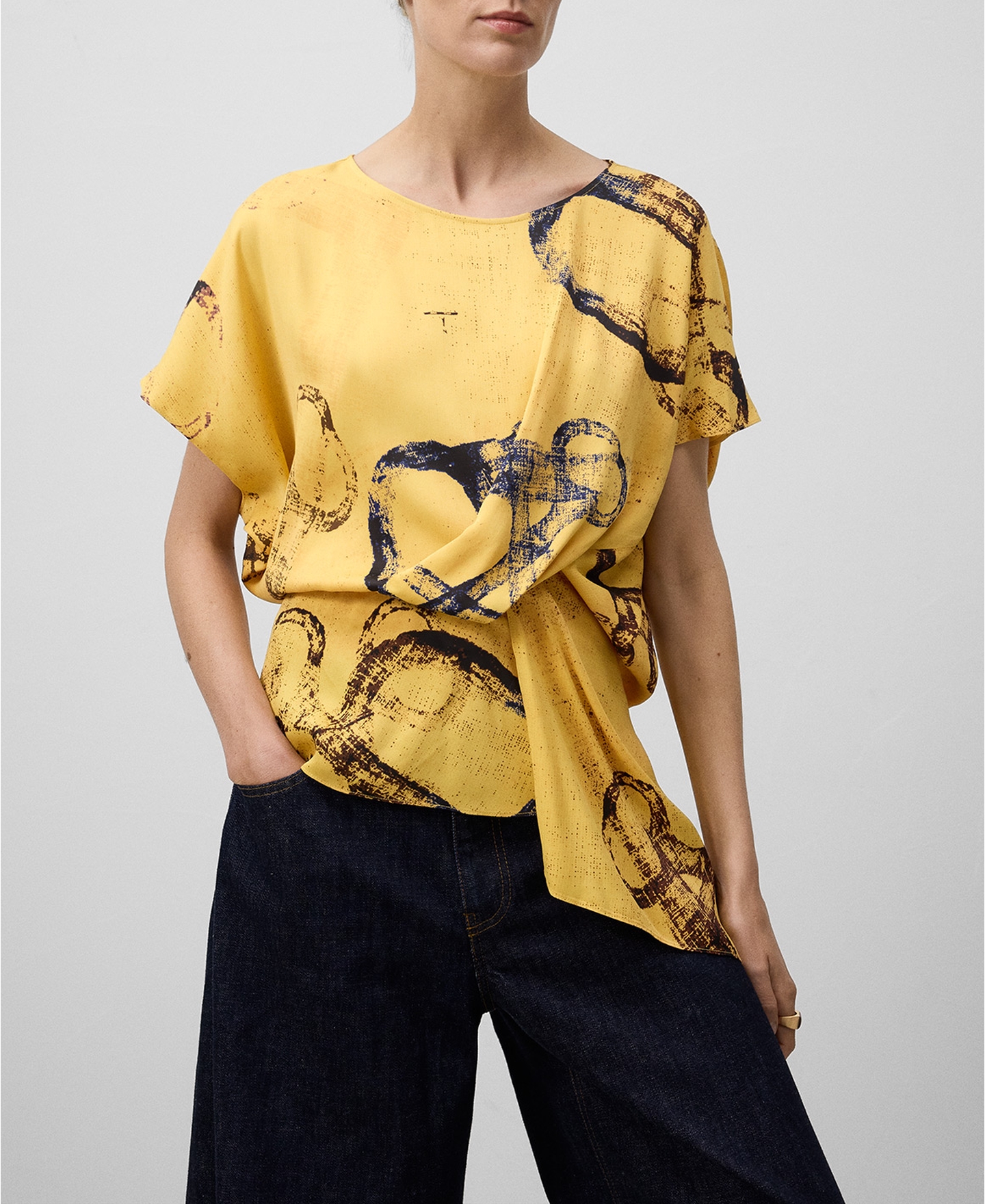 Printed draped top woman image number 0