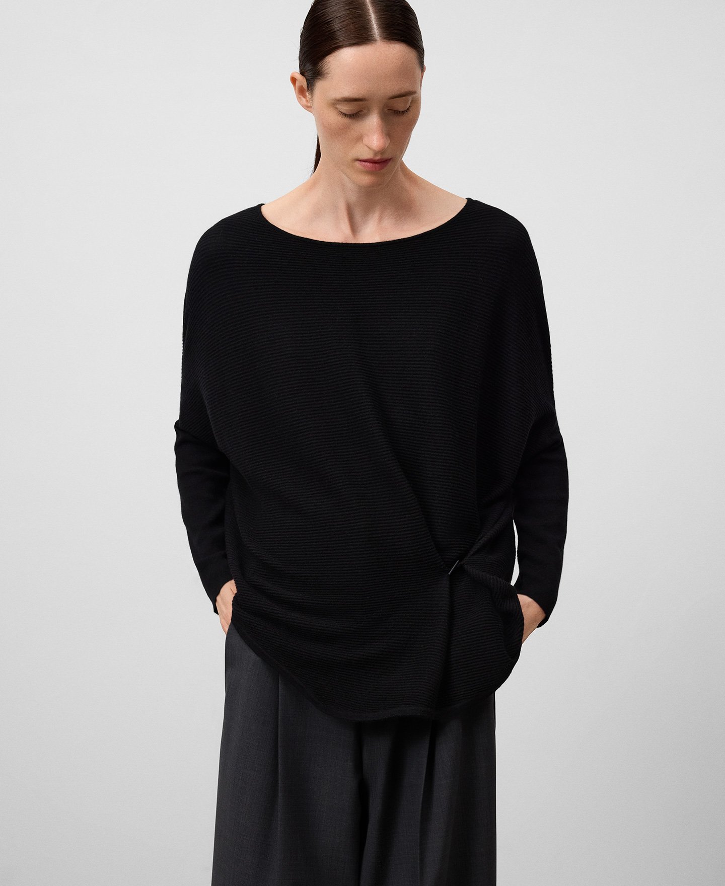 Structured knit asymmetric sweater woman image number 0