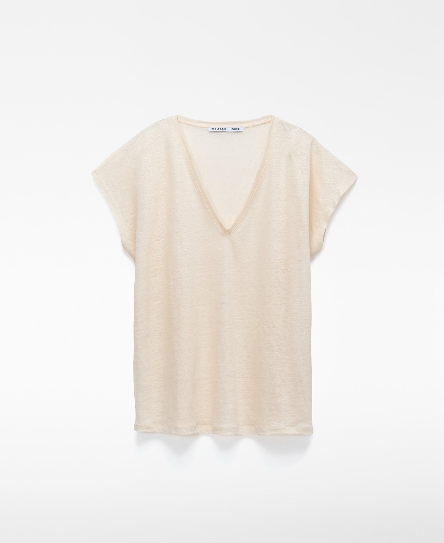 Gerades T-Shirt mit V-Ausschnitt aus europ&auml;ischem Leinen image number 4