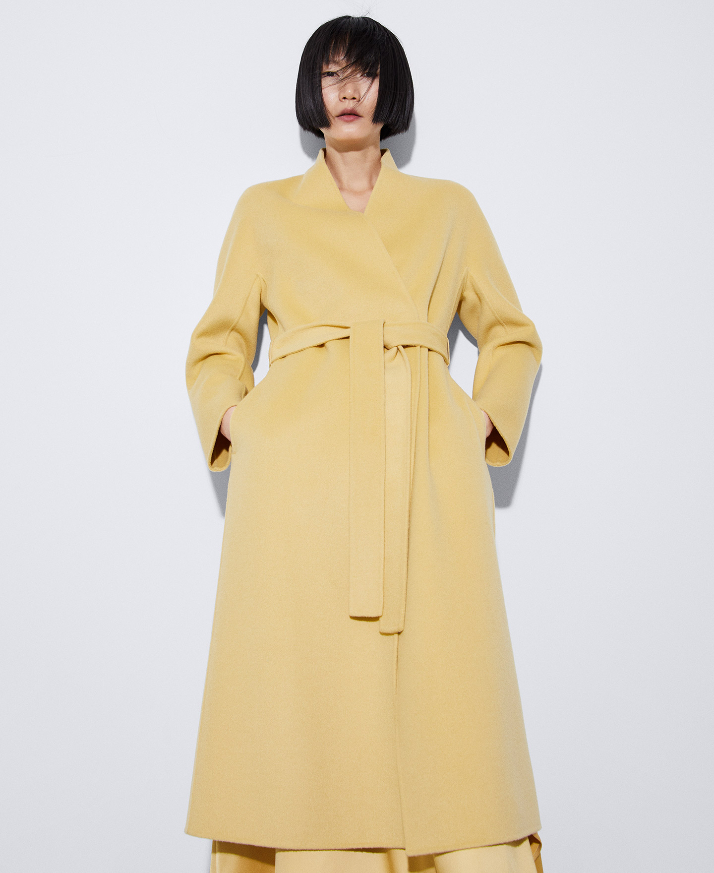 Double face wool V-neckline coat image number 0