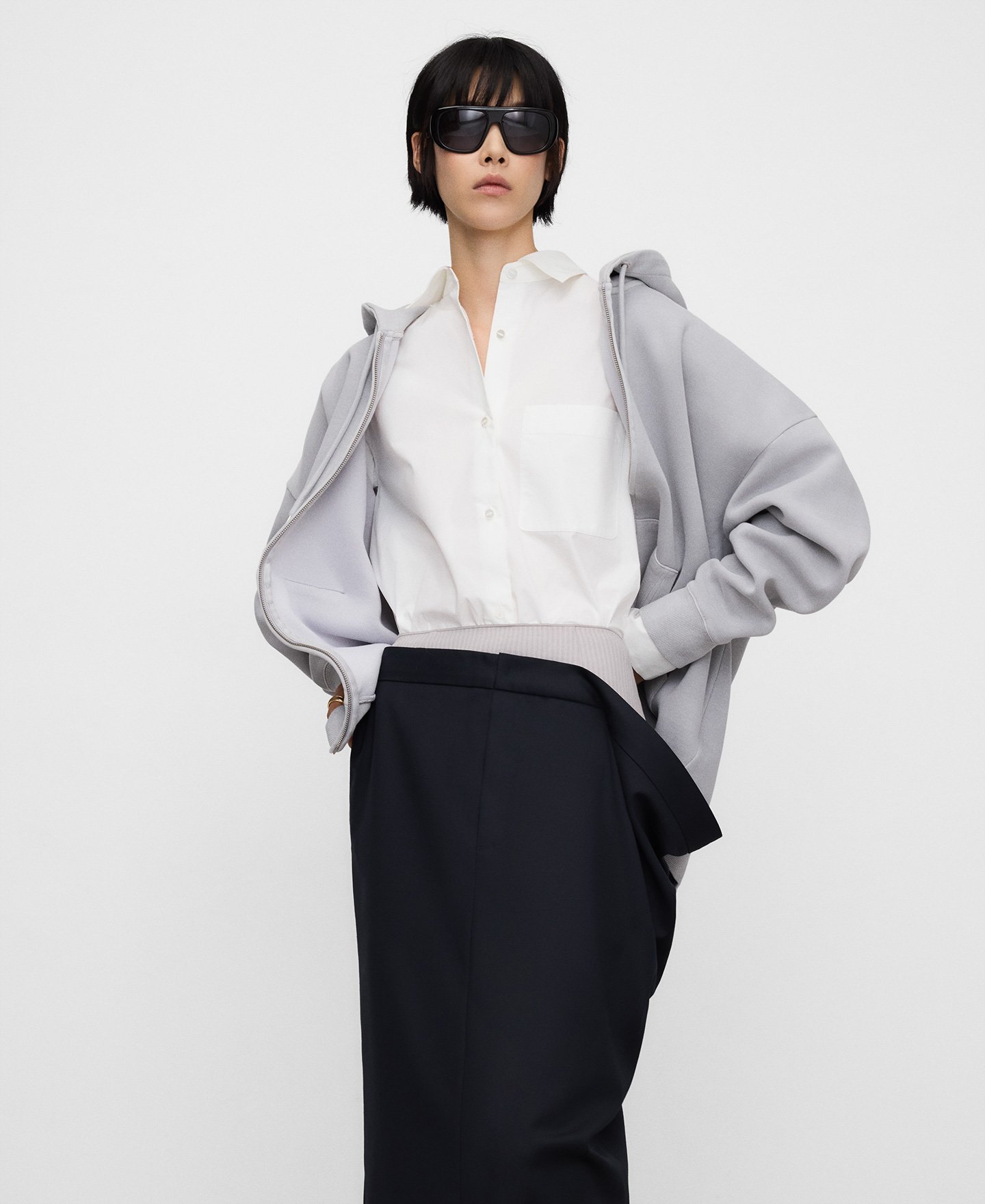 Double-waistband tailored skirt woman image number 0