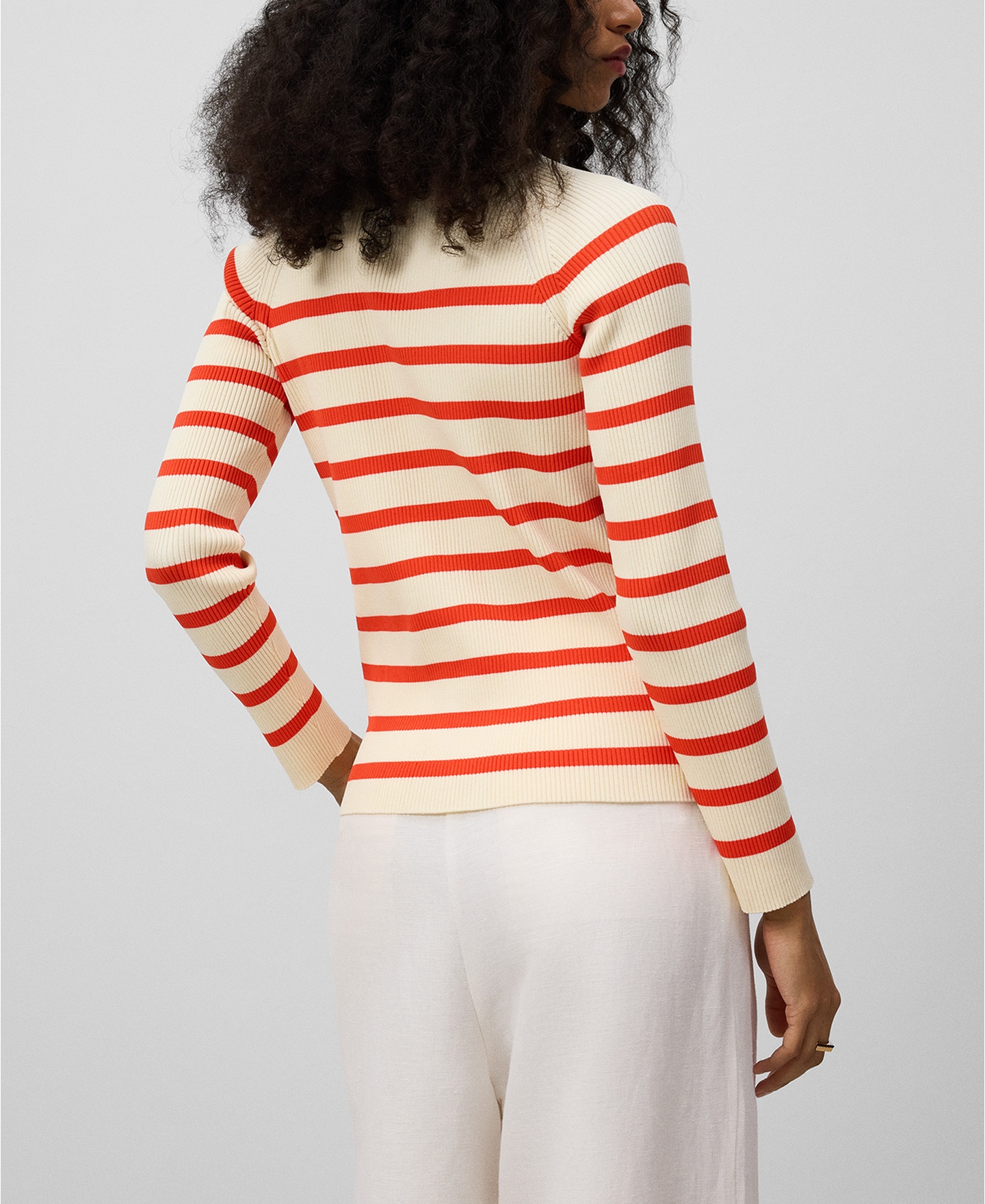 Striped ribbed sweater woman image number 2
