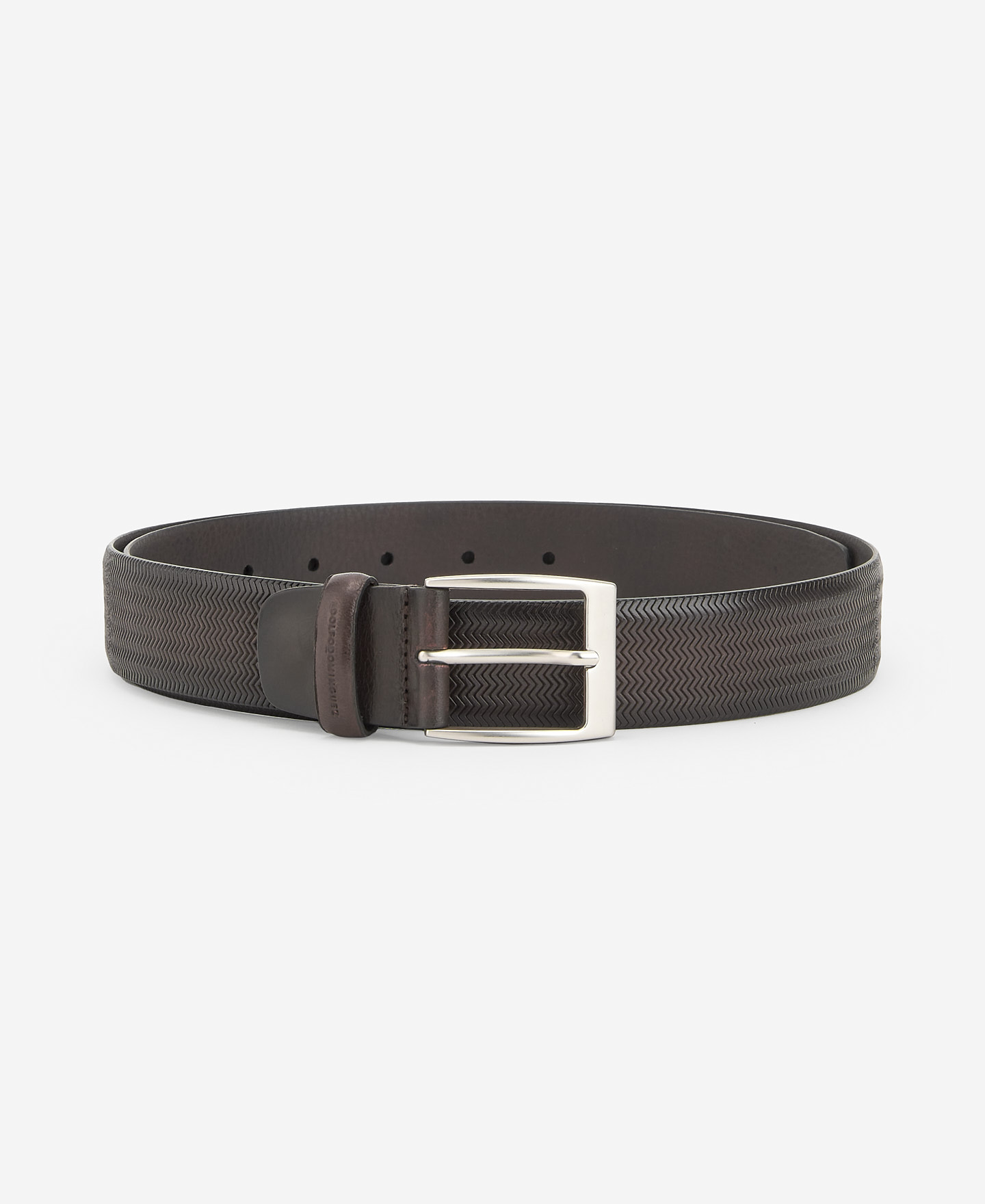 Brown leather textured belt image number 0