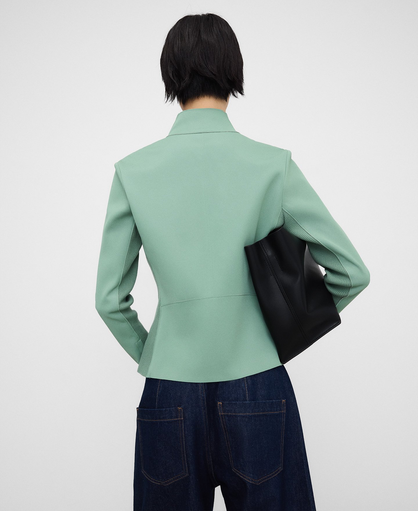 Leather-Non-Leather biker jacket image number 2