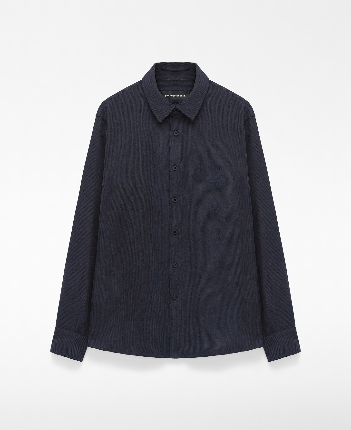 Camisa regular fit cuello italiano pana image number 0